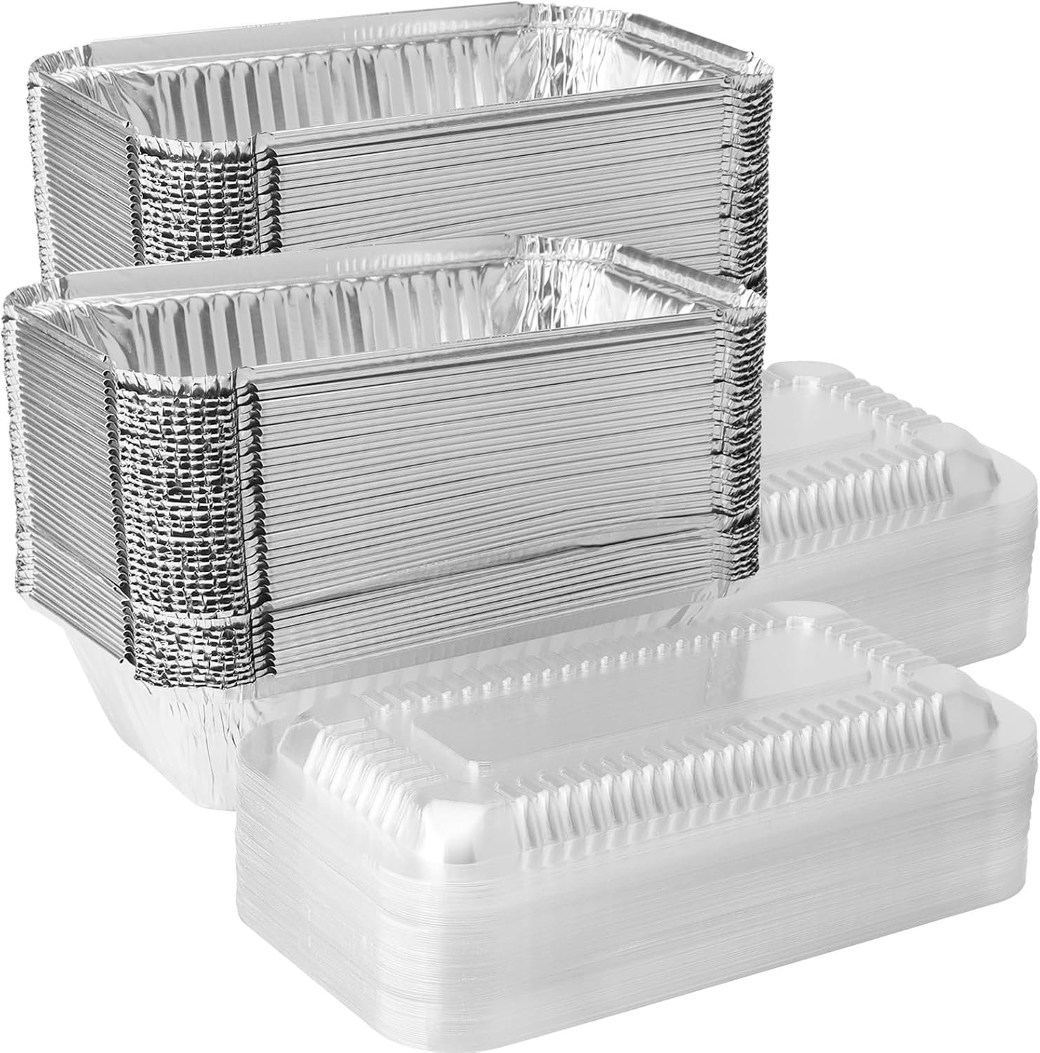 Wholesale 100 Pack 7.8 x 4.53 x 2.17 Inch Disposable Aluminum Loaf Pans with Clear Lids and Strong Seals for Freshness Spill Resistance Manufacturer