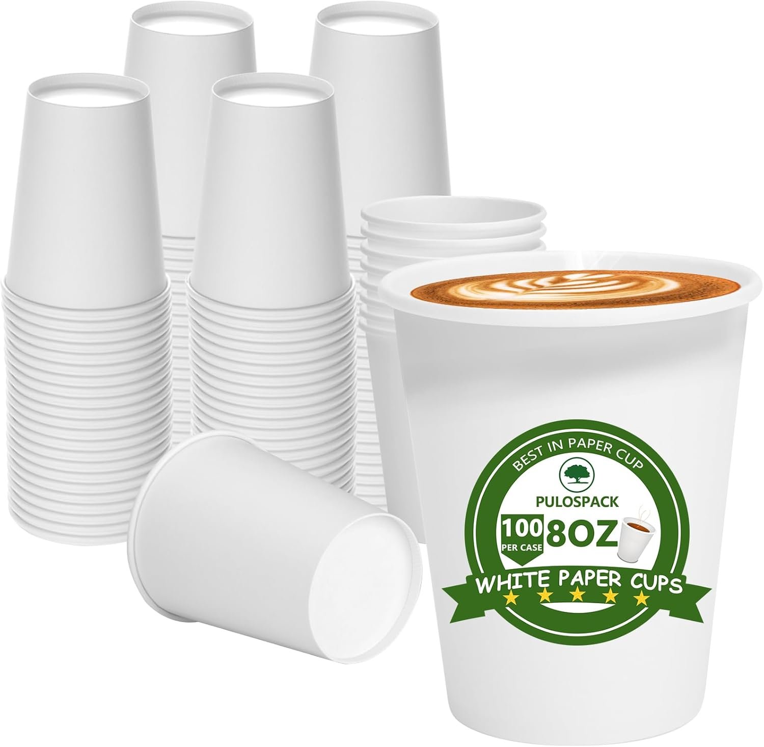 Wholesale 100 Pack 8 oz Food-Grade Leak-Proof Disposable White Paper Coffee Cups for Hot Cold Drinks Office Party Picnic Travel Events Manufacturer