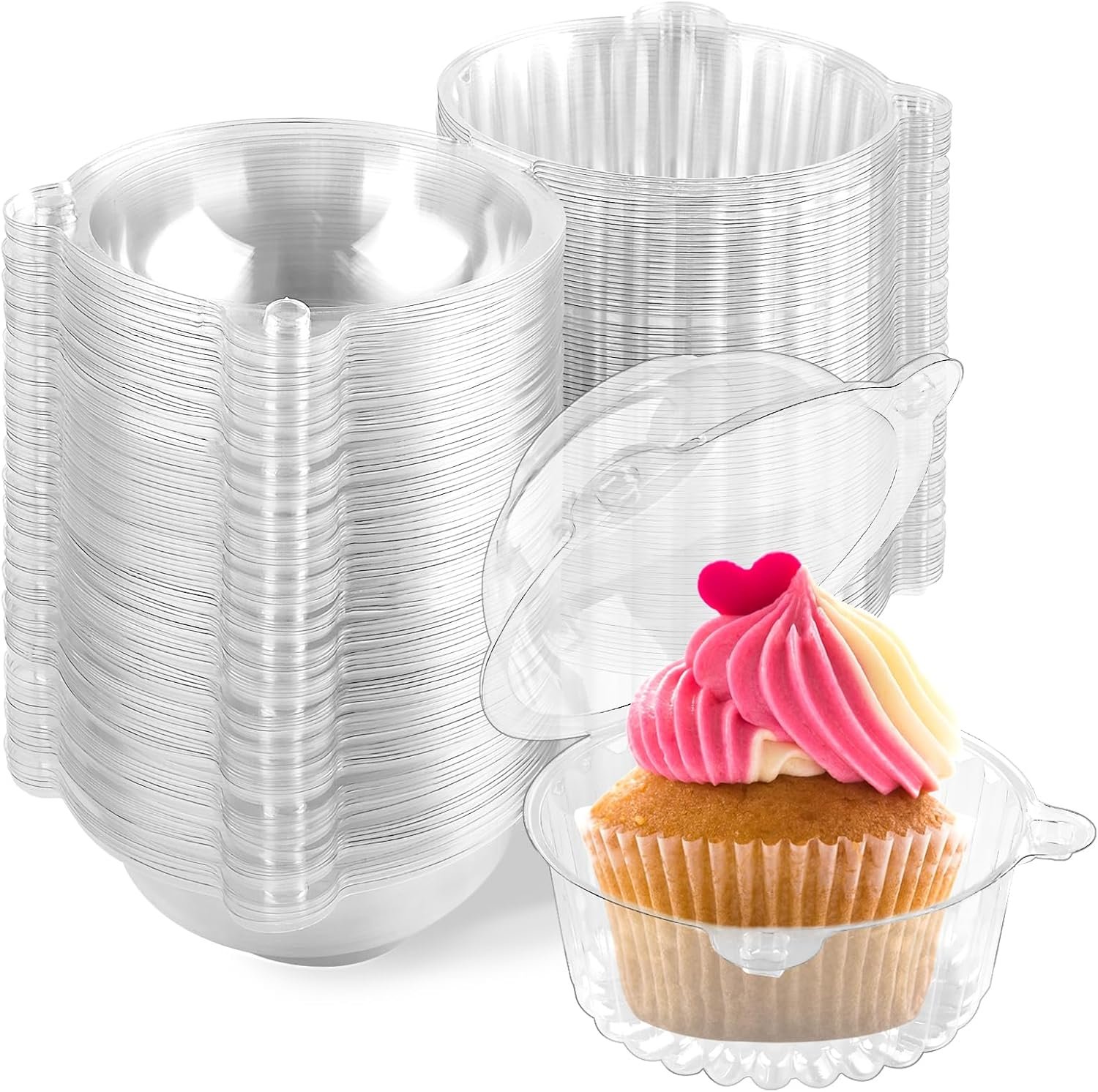Wholesale 100 Pack Clear Plastic Individual Cupcake Containers with Dome Lids for Cupcakes Hot Cocoa Bombs Muffins Pastries Manufacturer