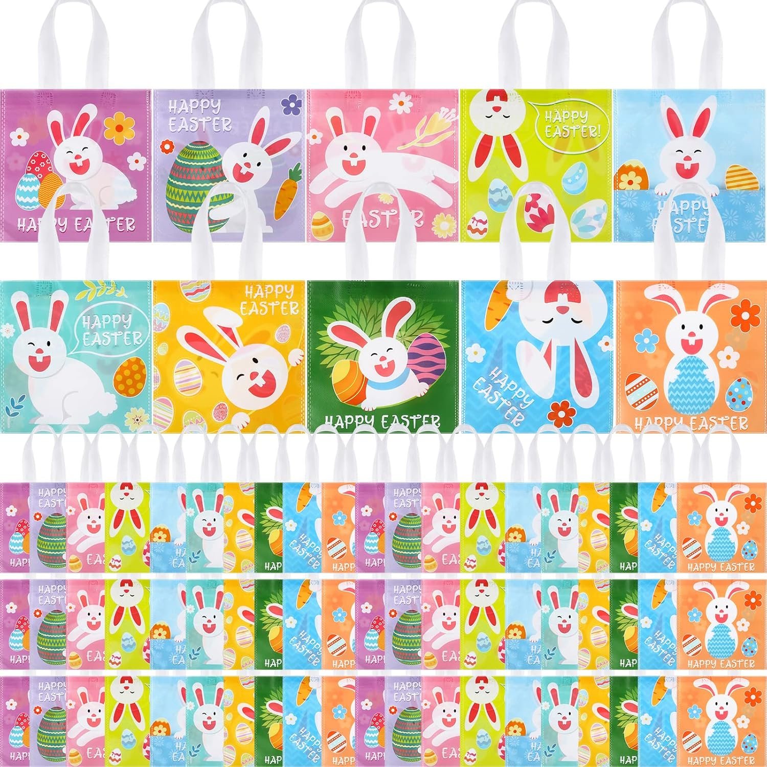 Wholesale 100 Pcs Easter Mini Gift Tote Bags with Handles for Small Baskets Bunny Non Woven Kraft Treat Goodie Eggs Party Favors Egg Hunt Factory