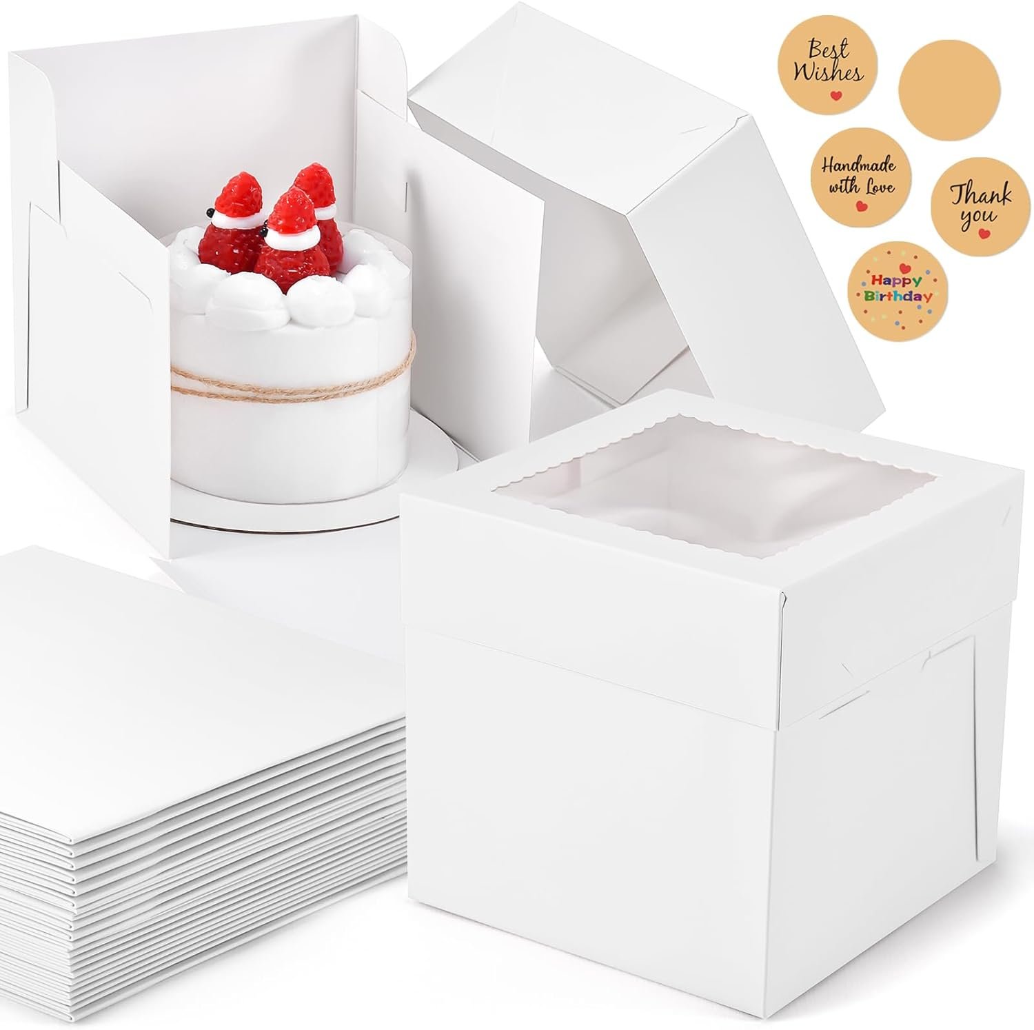 Wholesale 12-Pack 6x6x6 Inch White Square Mini Cake Boxes with Window for Pastries Cookies Chocolates Cupcakes Bakery Birthday Parties Factory