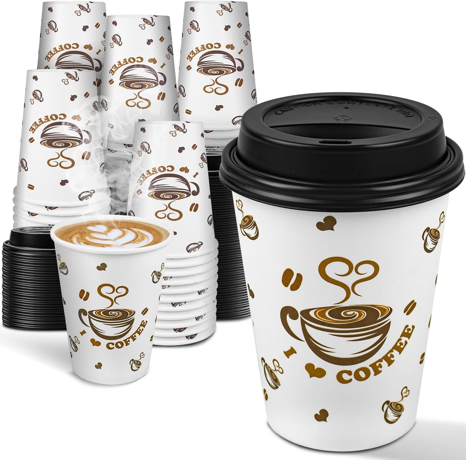 Wholesale 12 oz Disposable Paper Coffee Cups with Lids 100 Pack for Hot Cocoa Hot Chocolate Coffee Bar Manufacturer