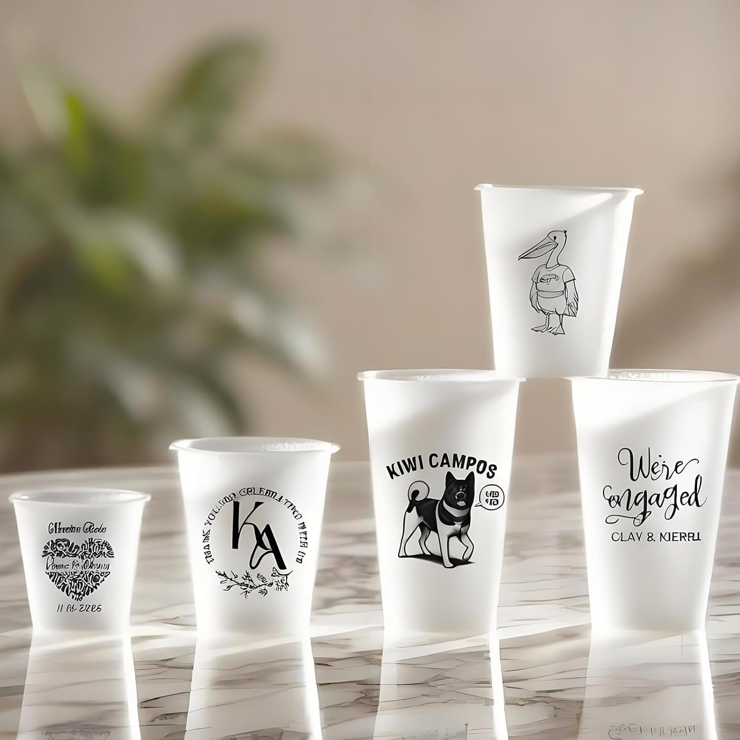 Wholesale 12oz Custom Printed Frosted Plastic Disposable Reusable Party Cups Personalized with Logo for Weddings Bridal Showers Manufacturer