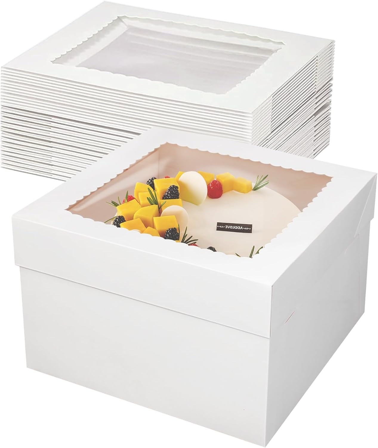 Wholesale 12x12x8 Inches White Bakery Boxes with Window 10 Pack Large Square Cake Containers Manufacturer