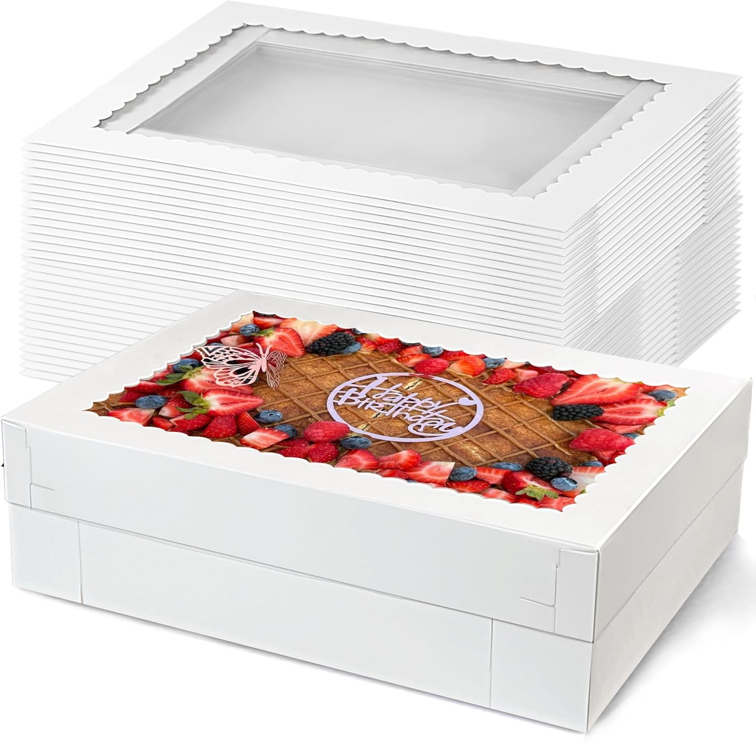 Wholesale 15 PCS 14x10x4 Inch Cake Boxes with Window White Bakery Boxes for Donuts Cookies Desserts Cupcakes Pastries Pies Packaging Manufacturer