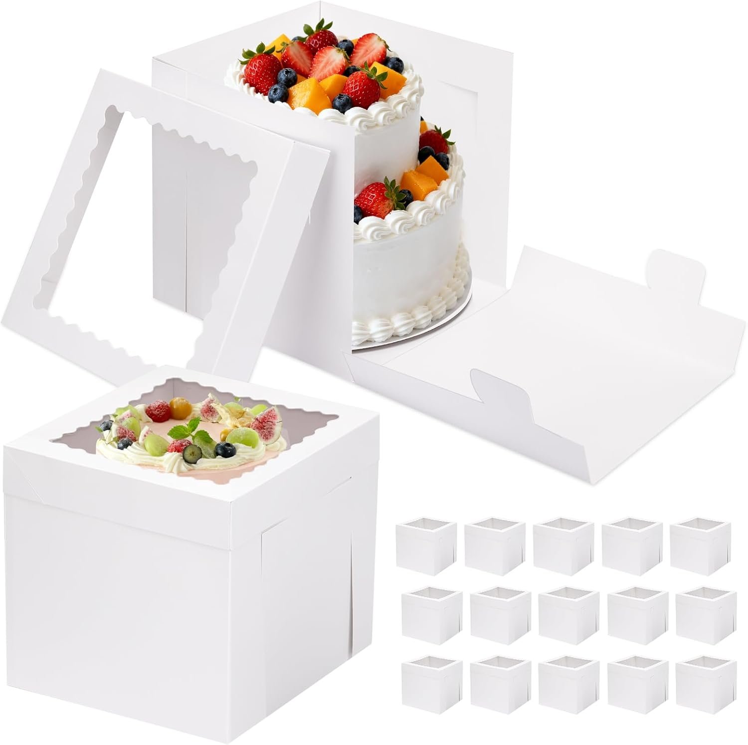 Wholesale 16pcs 10x10x10 Inches Tall White Square Cake Boxes for Tier Cakes Take Out Carrier Containers Birthday Wedding Party Manufacturer