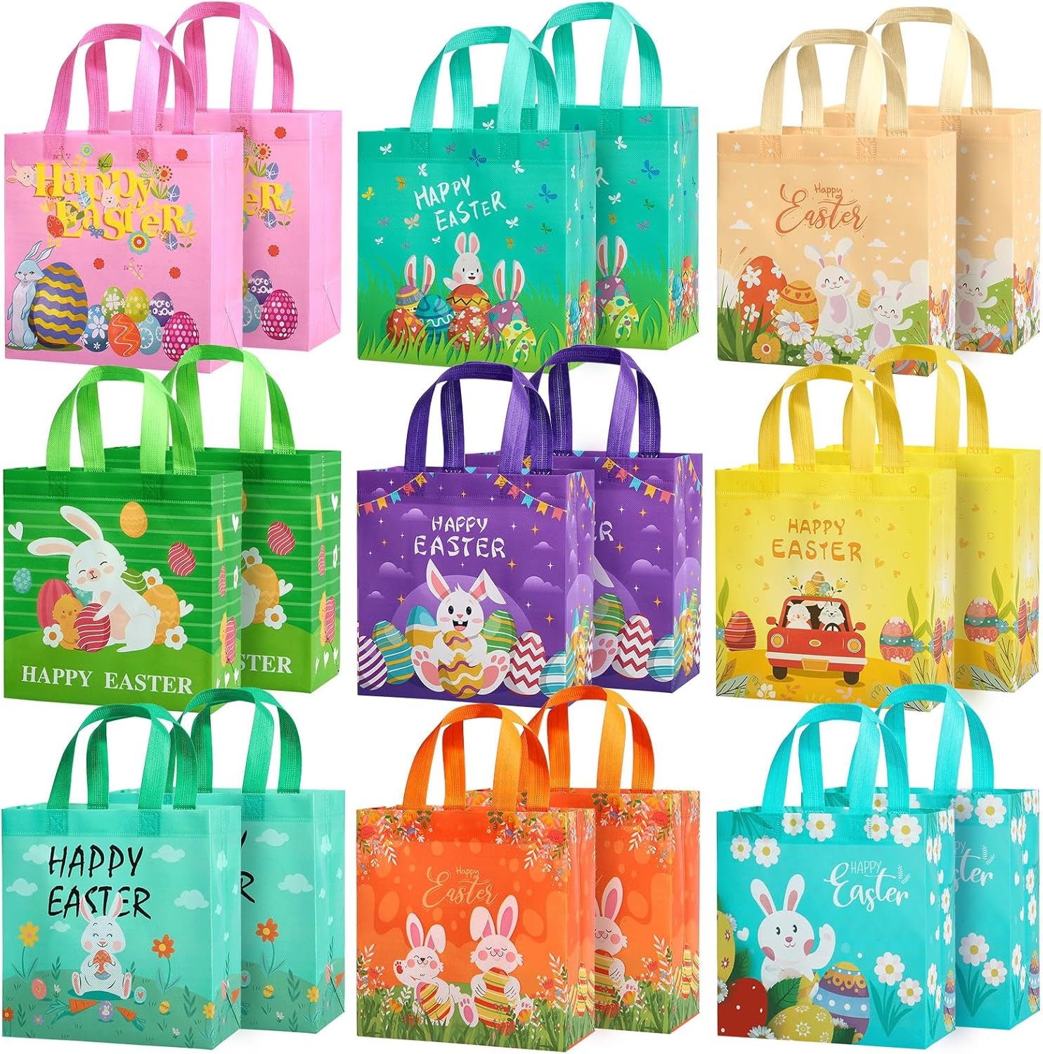 Wholesale 18 Pack Easter Egg Hunt Gift Bags with Handles for Kids Non-Woven for Baskets Games Parties Manufacturer