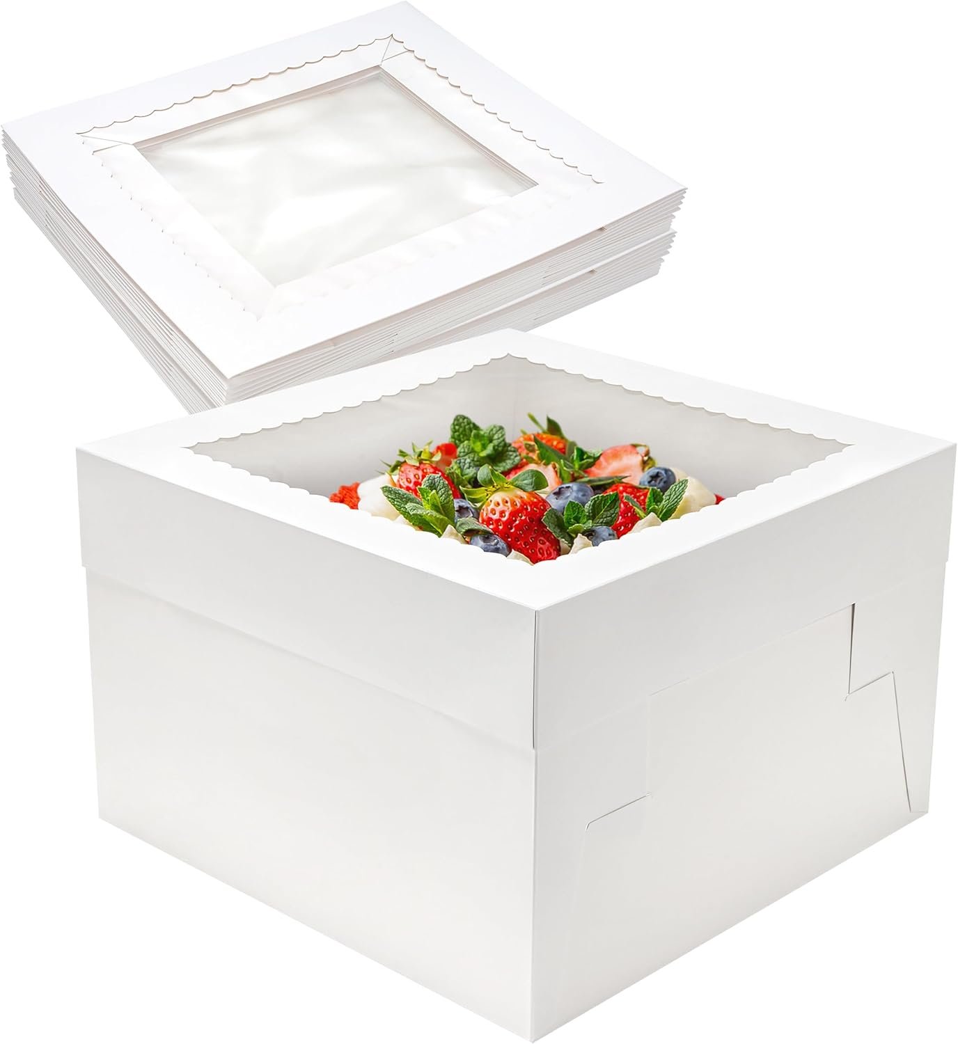 Wholesale 2 Pack 12x12x8 Inch White Cake Boxes with Window Cajas Para Pasteles for Weddings Birthdays Parties Manufacturer Wholesale 2 Pack 12x12x8 Inch White Cake Boxes with Window Cajas Para Pasteles for Weddings Birthdays Parties Manufacturer