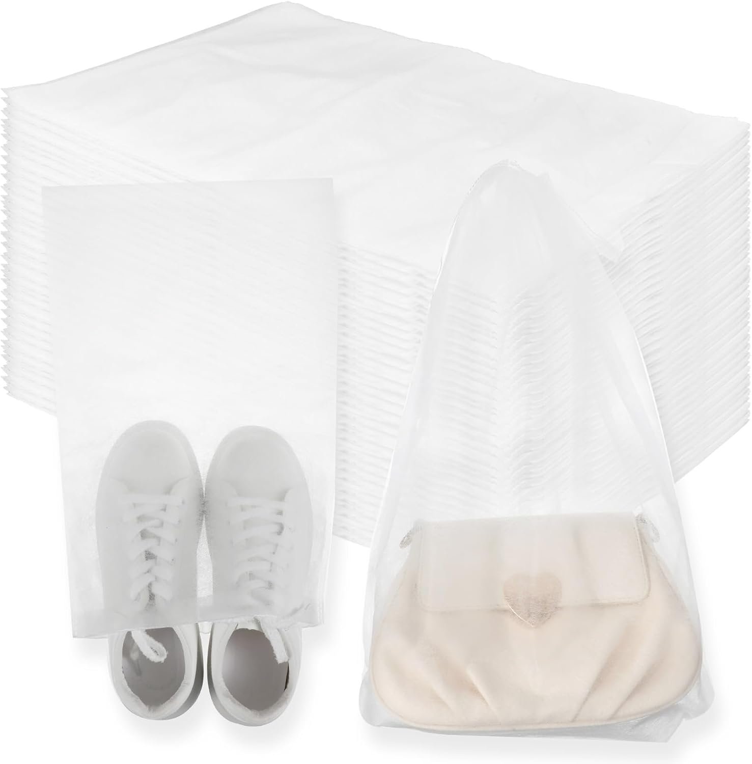 Wholesale 200 Pcs Non-Woven Travel Shoe Dust Bags for Handbags Purses Clear Drawstring Portable Breathable Storage 15 x 12.6 Inch Factory