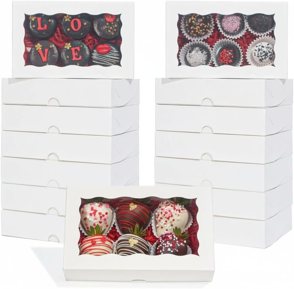 Wholesale 20pcs 7x4.3x2 Inch White Bakery Treat Boxes with Window for Christmas Valentines Cookies Chocolate Truffles Strawberries and Cakesicles Manufacturer Wholesale 20pcs 7x4.3x2 Inch White Bakery Treat Boxes with Window for Christmas Valentines Cookies Chocolate Truffles Strawberries and Cakesicles Manufacturer