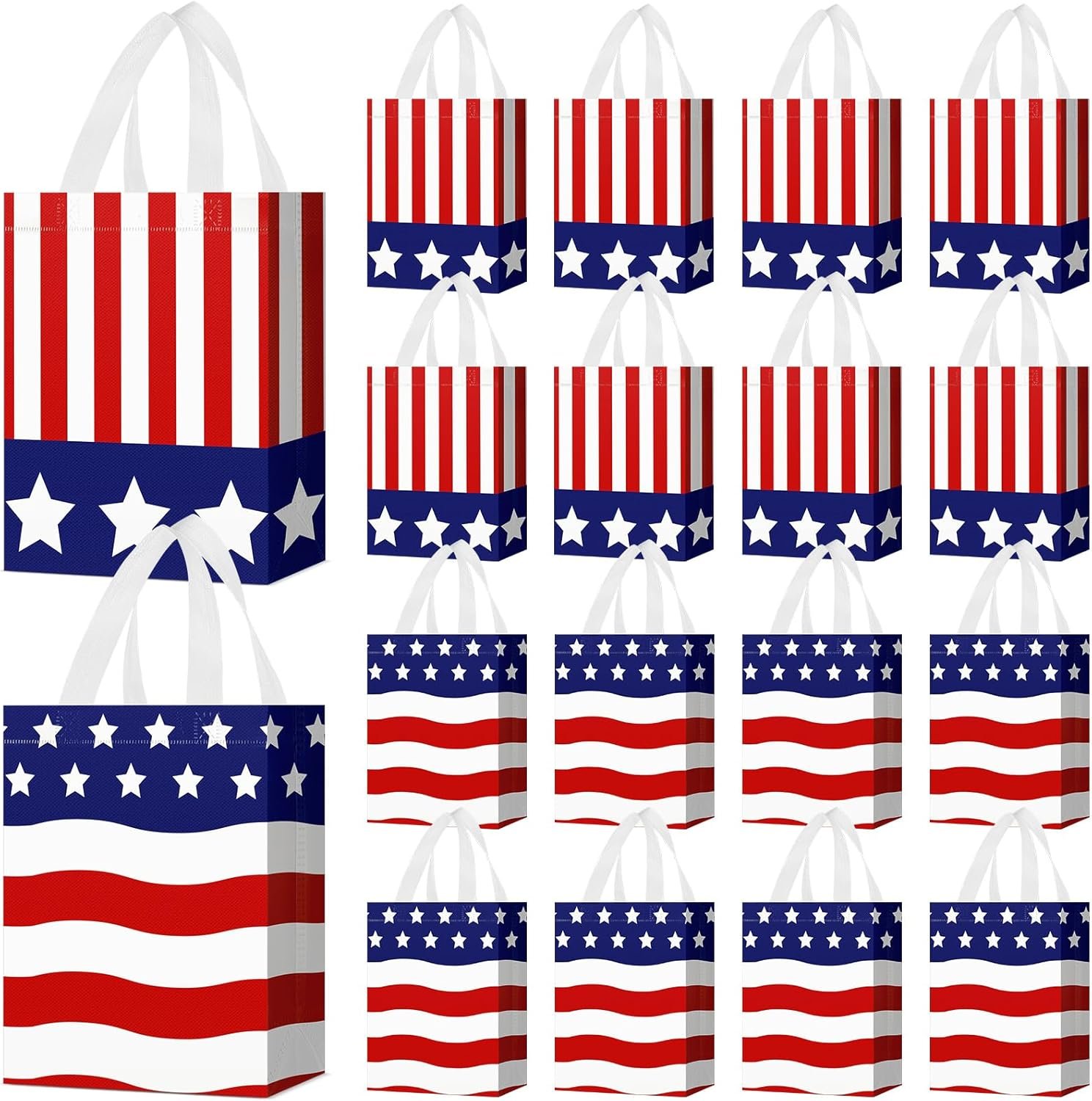 Wholesale 24 Pcs Patriotic Party Favor Bags with Handles Reusable Non-Woven American Flag Design for 4th of July Independence Day Birthday Memorial Supplies for Girls Boys 8 x 4 x 10 Inches Manufacturer Wholesale 24 Pcs Patriotic Party Favor Bags with Handles Reusable Non-Woven American Flag Design for 4th of July Independence Day Birthday Memorial Supplies for Girls Boys 8 x 4 x 10 Inches Manufacturer