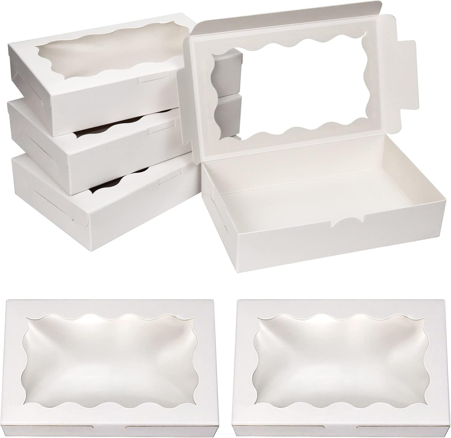 Wholesale 30 Pack White Kraft Cookie Boxes with Clear Window Premium Small Paper Containers for Dessert Pastry Candy Packaging Weddings Parties Christmas Birthdays Baby Showers 7 x 4 3/8 x 1 1/2 Inches Factory