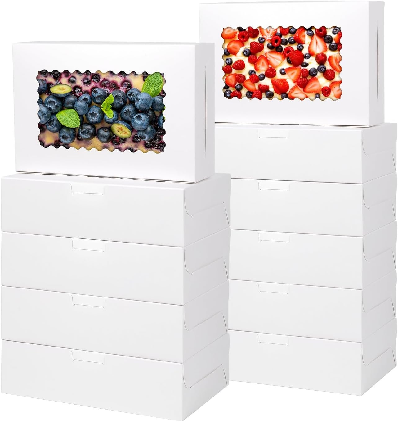 Wholesale 36pcs 9x6x2.5 Inch Large White Bakery Boxes with Window for Cookies Pies Chocolate Strawberries Muffins Donuts Pastry Dessert Christmas Manufacturer