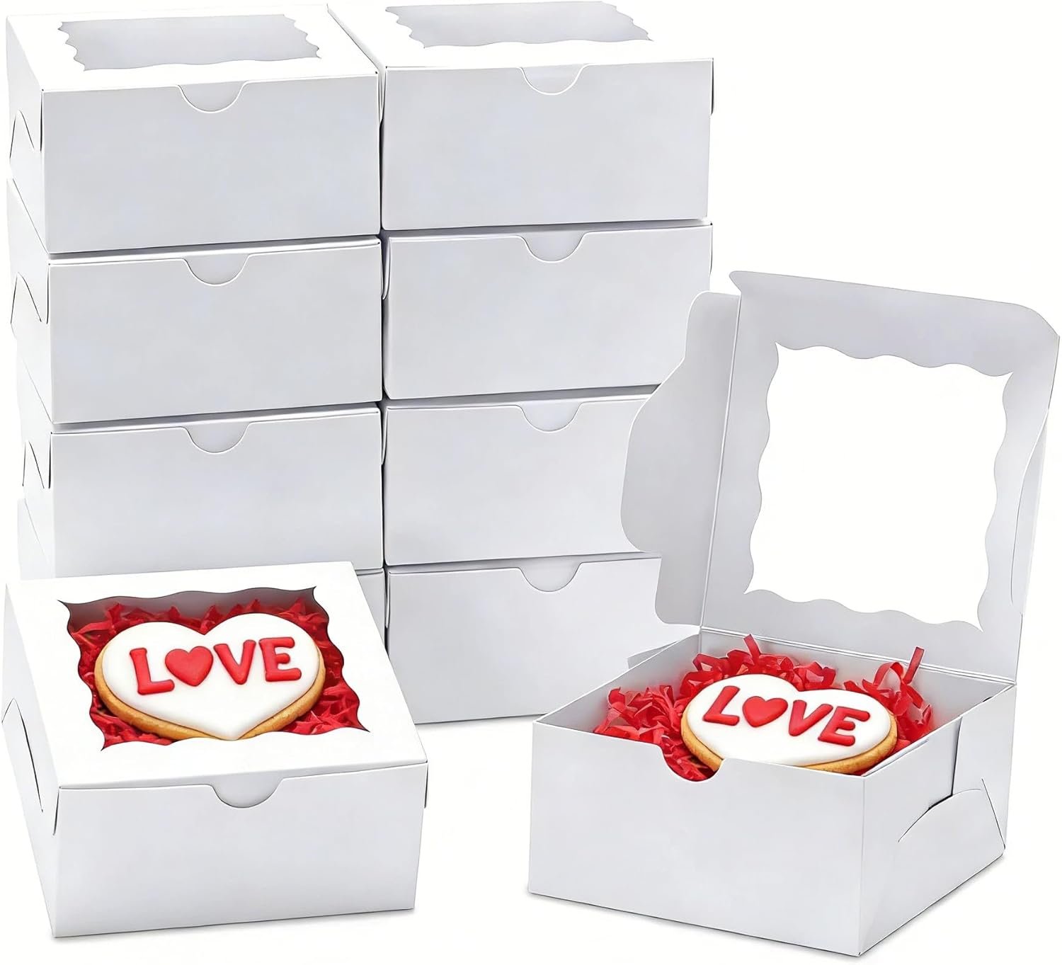 Wholesale 40 Pack 4x4x2 Inch Bakery Cookie Boxes with Window for Treats Chocolate Covered Strawberries Christmas Valentine's Mother's Day Manufacturer