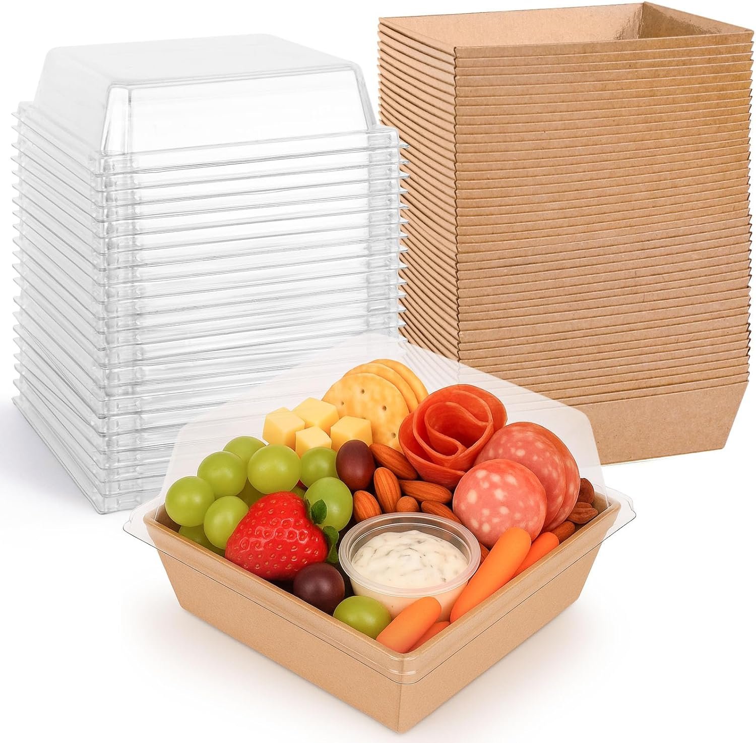 Wholesale 48PCS Charcuterie Boxes with Clear Lids 5.3