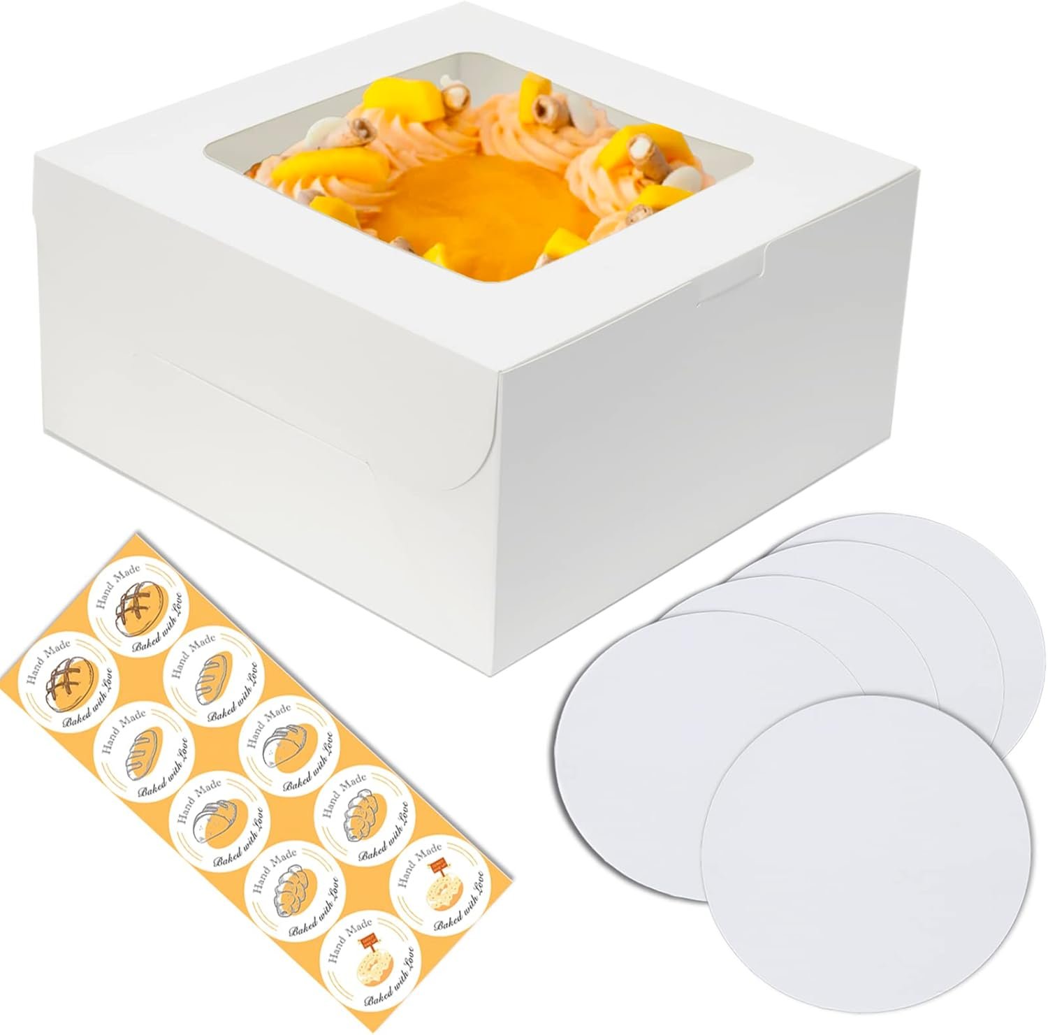 Wholesale 5 Sets 10x10x5 Inch Cake Boxes with Cake Boards for Bakery Manufacturer