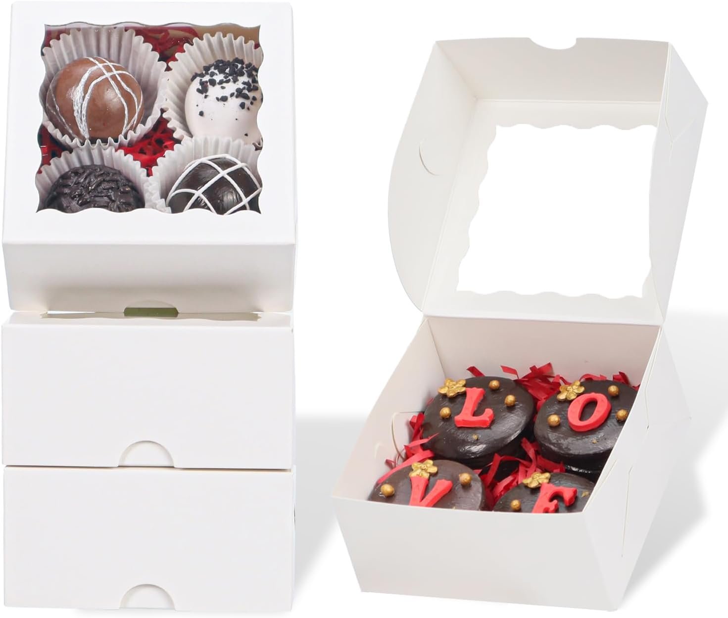 Wholesale 50-Count 4x4x2 Food-Safe White Bakery Boxes - Multi-Use Pastry Treat Packaging for Cookies Truffles Wedding Favors Stackable Gift Boxes for Cakes Pies Cinnamon Rolls Manufacturer