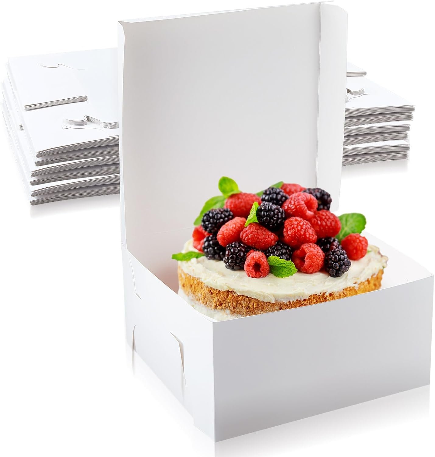 Wholesale 50 Pack 12 x 12 x 5 Inch White Cardboard Cake Bakery Boxes for Pie Pastry Cookies Factory