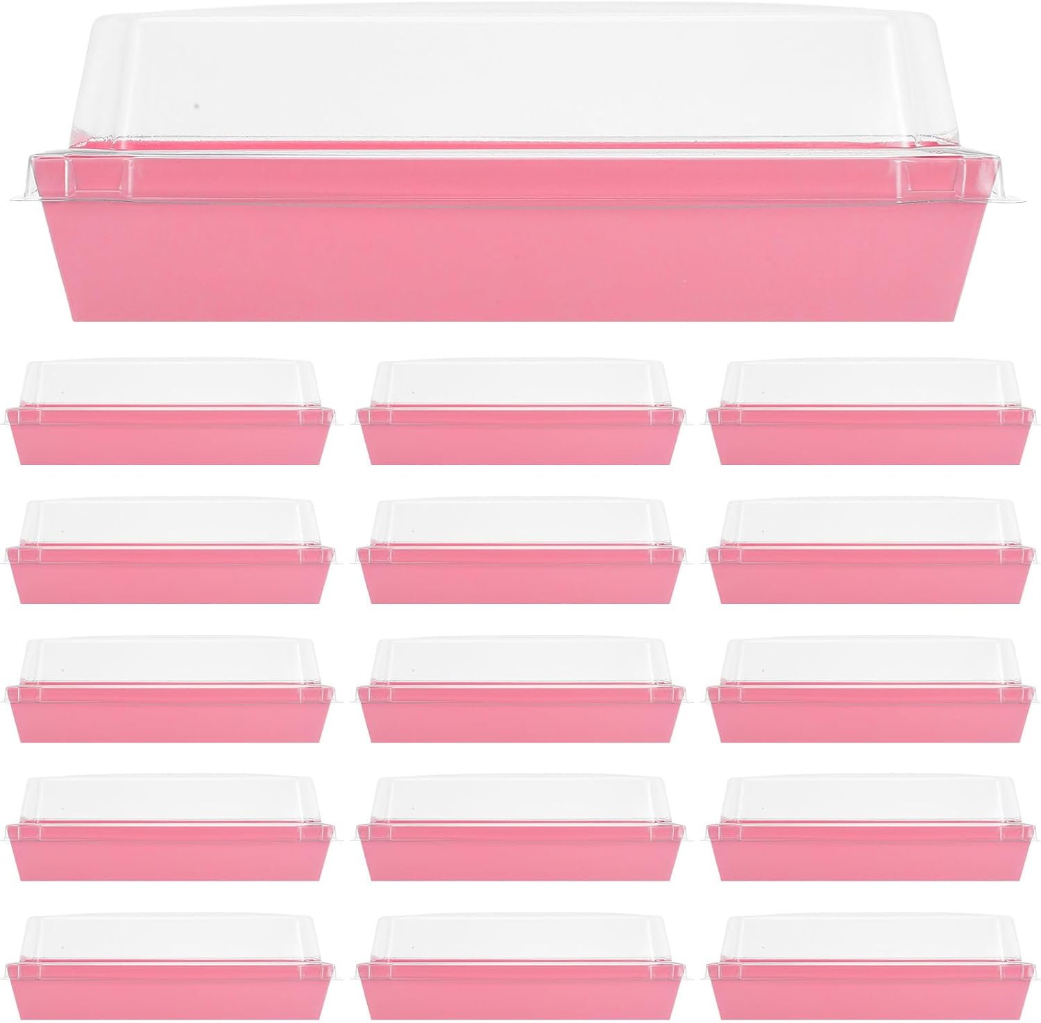 Wholesale 50 Pack Large Rectangular Bakery Boxes with Lids Disposable Pink Paper Containers for Sandwiches Pastries Baked Goods Catering Takeout Factory