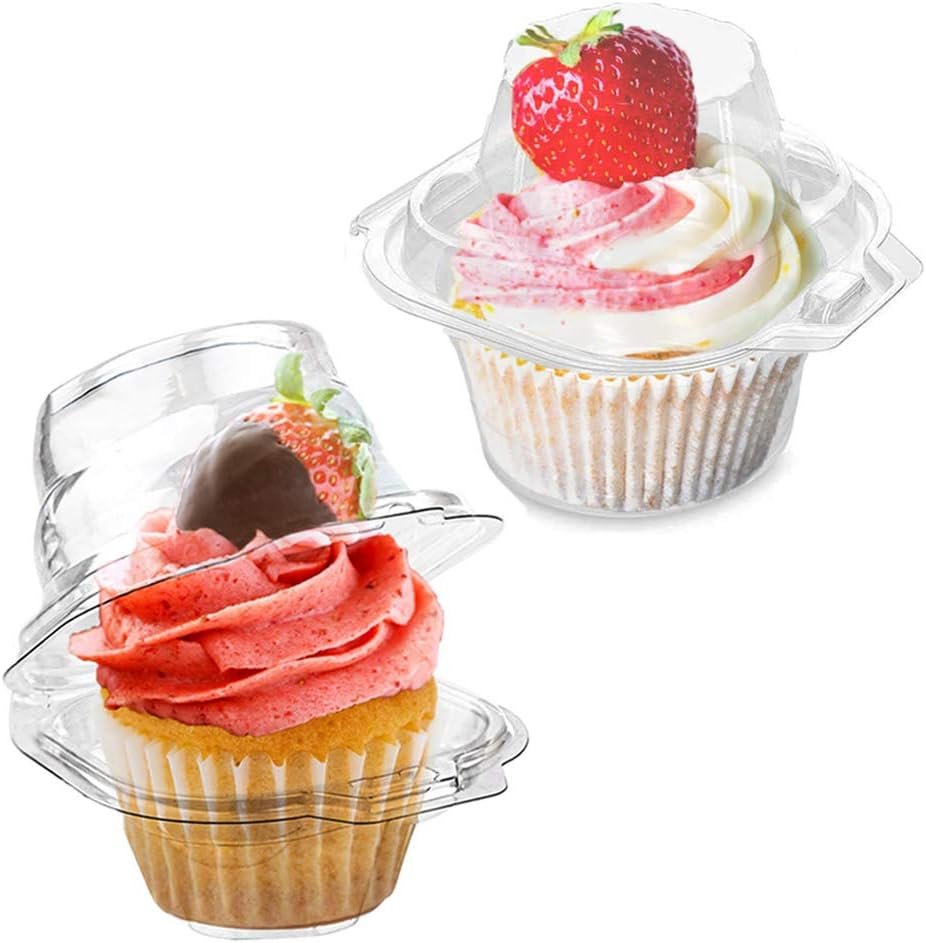 Wholesale 50 Pcs Plastic Individual Cupcake Containers with Connected Airtight Dome Lid Single Cupcake Carrier for Party Manufacturer Wholesale 50 Pcs Plastic Individual Cupcake Containers with Connected Airtight Dome Lid Single Cupcake Carrier for Party Manufacturer