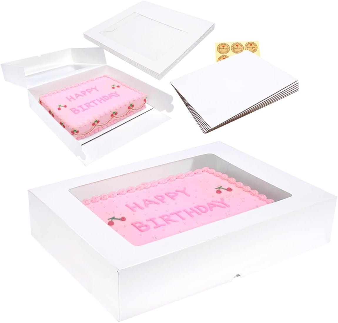 Wholesale 6 Pack 19x14x4 Inch Auto-Popup Large Rectangle Cake Boxes with Thick Cake Boards Half Sheet Bakery Boxes for Pastries Cupcakes Muffins Pies Manufacturer Wholesale 6 Pack 19x14x4 Inch Auto-Popup Large Rectangle Cake Boxes with Thick Cake Boards Half Sheet Bakery Boxes for Pastries Cupcakes Muffins Pies Manufacturer