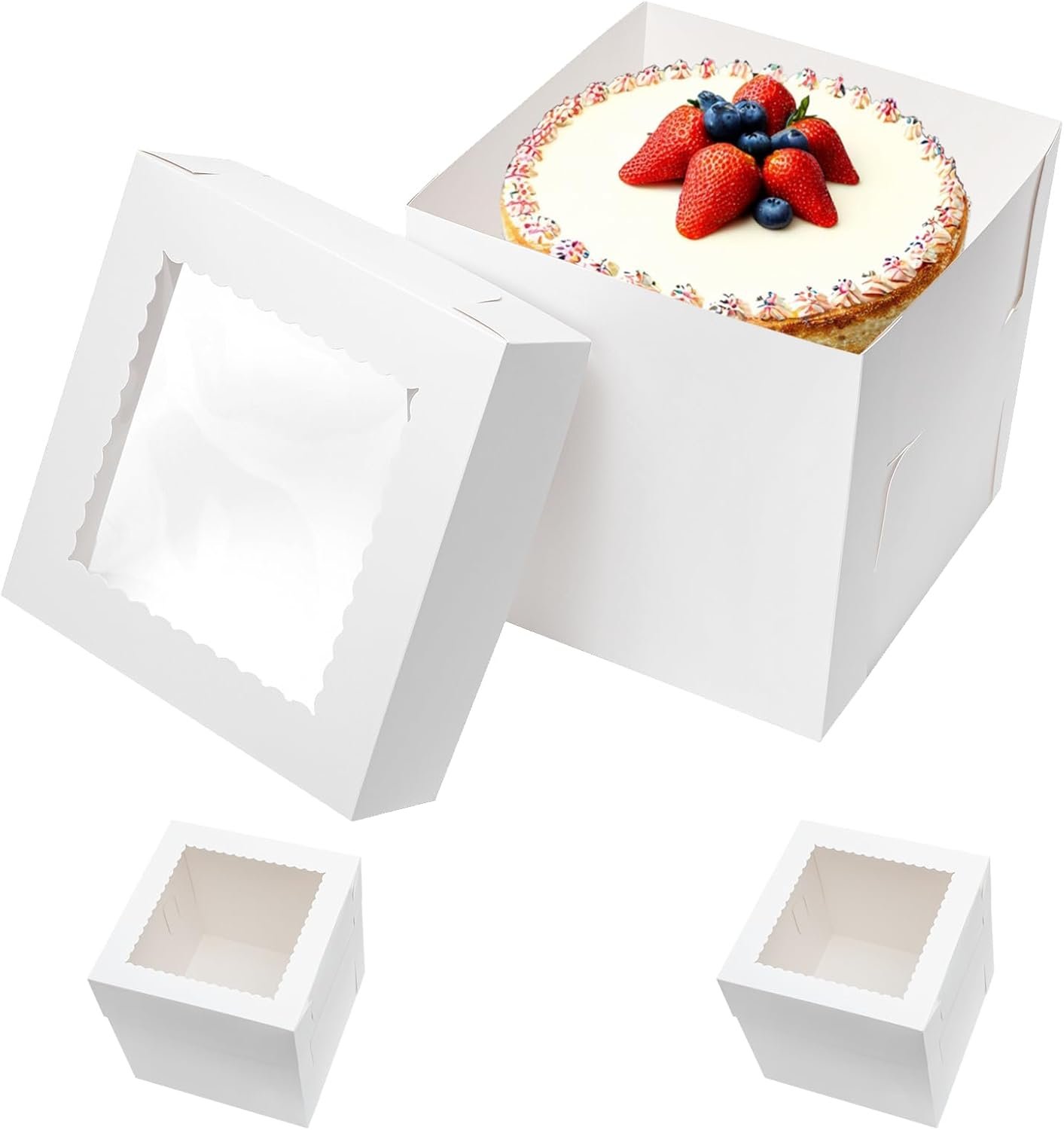 Wholesale 6 Pack Tall Cake Boxes for Tiered Cakes 12x12x12 Inch Disposable with Window Cardboard Bakery Transport Containers for Weddings Birthdays Parties Manufacturer