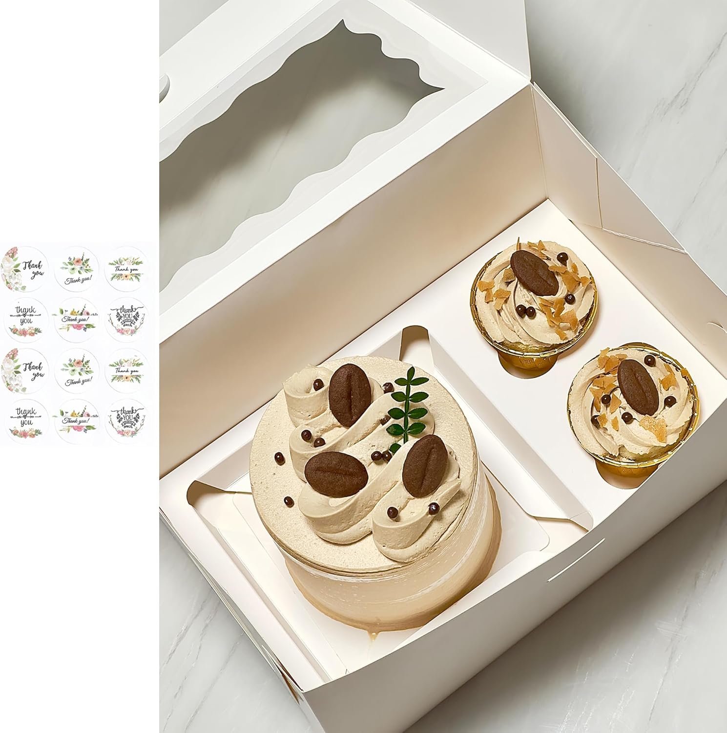 Wholesale 6 Sets Bento Cake Box with Cupcakes Mini Cake and Cupcake Box with 2 Cupcakes Tiered Mini Cake Manufacturer