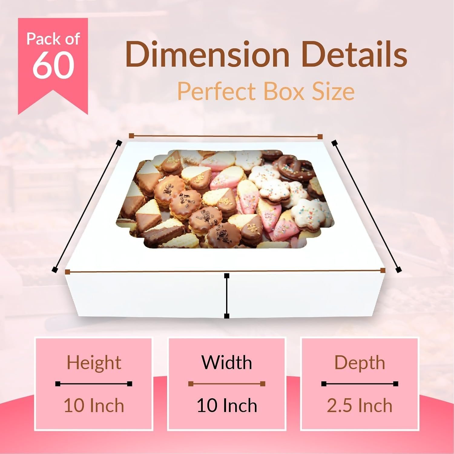 Wholesale 60 Pcs 10x10x2.5 Inch Pie Boxes with Window for 9 Inch Pies Cookies Cakes Pastries Treats Chocolate Strawberries Factory