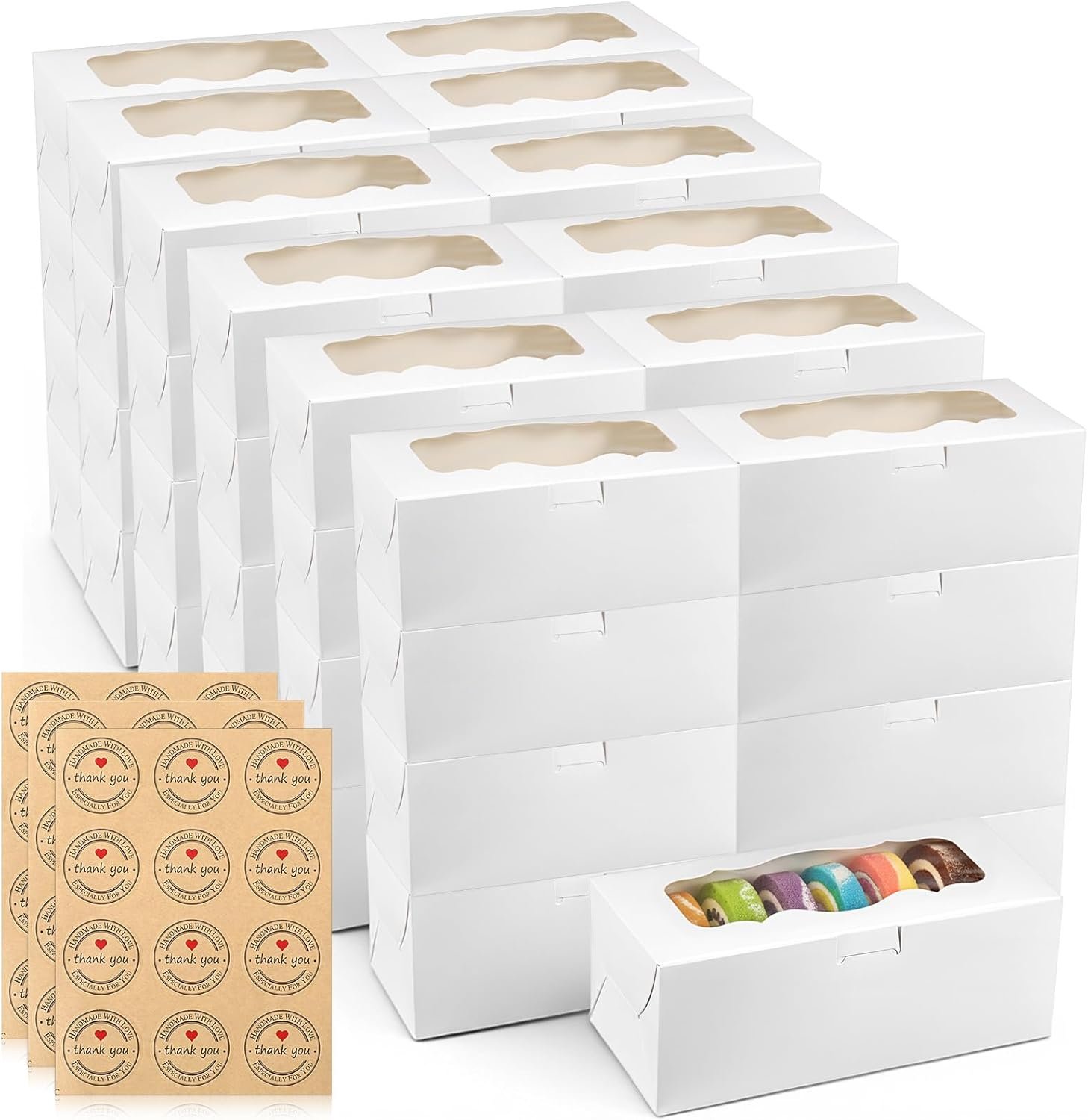 Wholesale 60 Pcs 9x4x3.5 Inch White Bakery Boxes with Window for Cookies Treats Loaf Cakes Desserts Muffins Donuts Candies Weddings Parties Gifts Manufacturer Wholesale 60 Pcs 9x4x3.5 Inch White Bakery Boxes with Window for Cookies Treats Loaf Cakes Desserts Muffins Donuts Candies Weddings Parties Gifts Manufacturer