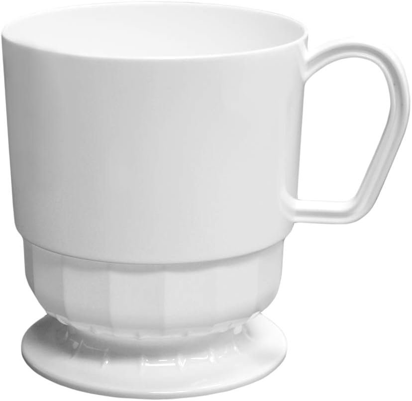 Wholesale 8 oz Hard Plastic Coffee Cups Tea Mugs with Handles 20 Count Deluxe White Factory Wholesale 8 oz Hard Plastic Coffee Cups Tea Mugs with Handles 20 Count Deluxe White Factory