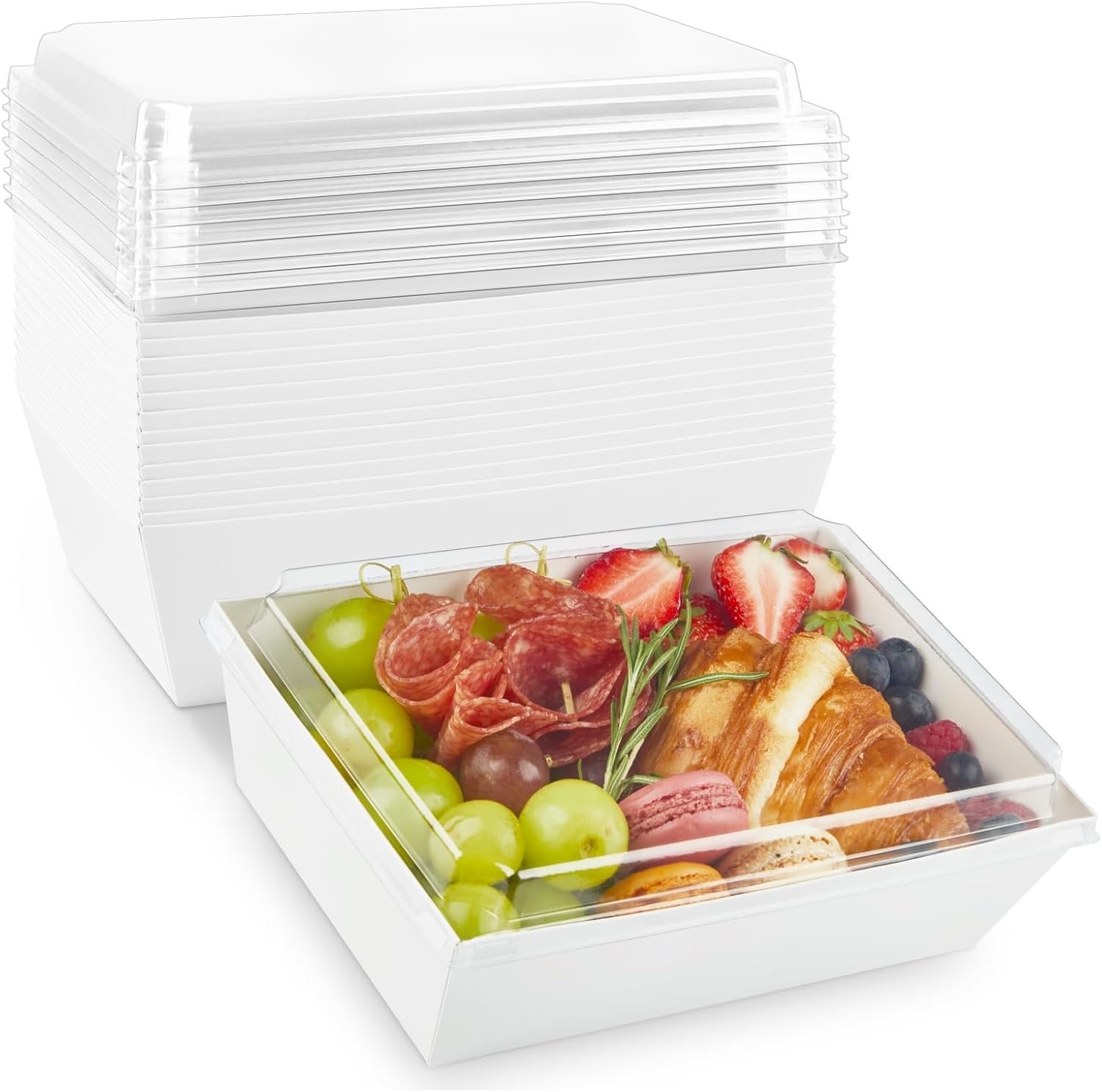 Wholesale 8 x 6 Inch Paper Charcuterie Boxes with Clear Lids 20 Pack Large Disposable Take Out Bakery Boxes To Go Containers for Cake Slices Cupcakes Sandwiches Cookies Cocoa Bombs Salads White Manufacturer Wholesale 8 x 6 Inch Paper Charcuterie Boxes with Clear Lids 20 Pack Large Disposable Take Out Bakery Boxes To Go Containers for Cake Slices Cupcakes Sandwiches Cookies Cocoa Bombs Salads White Manufacturer