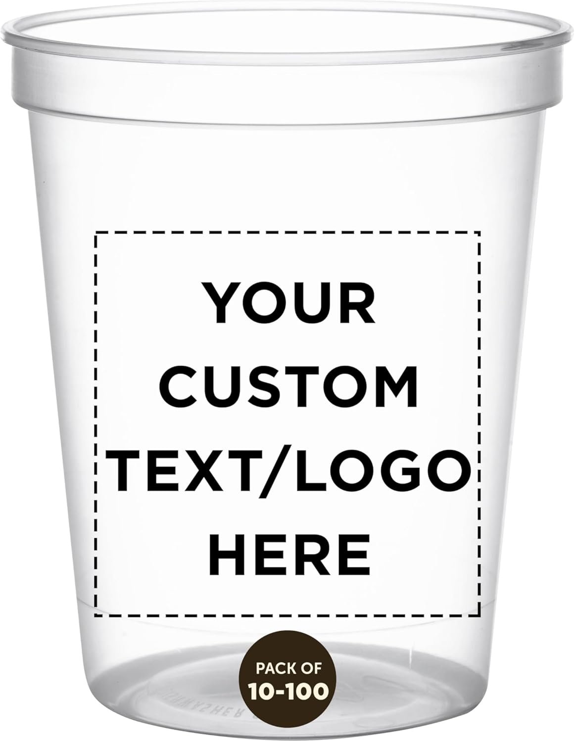 Wholesale Custom Plastic Stadium Cups 16 oz Set of 100 Personalized Bulk Pack for Birthdays Weddings Picnics Beaches Parties Clear Manufacturer