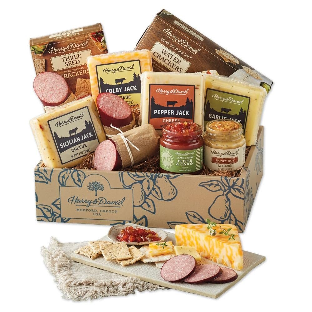 Wholesale Grand Meat and Cheese Gift Box Charcuterie Platter with 4 Cheese Blocks 4 Sausages 2 Sets of Crackers Relish and Honey Mustard Sauces for All Occasions Manufacturer Wholesale Grand Meat and Cheese Gift Box Charcuterie Platter with 4 Cheese Blocks 4 Sausages 2 Sets of Crackers Relish and Honey Mustard Sauces for All Occasions Manufacturer