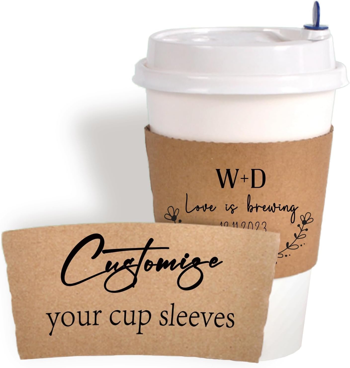 Wholesale Personalized Kraft Disposable Coffee Cup Sleeves Custom Paper Cardboard Wraps for Coffee Lovers Weddings Baby Showers Retirements 20-500pcs Manufacturer