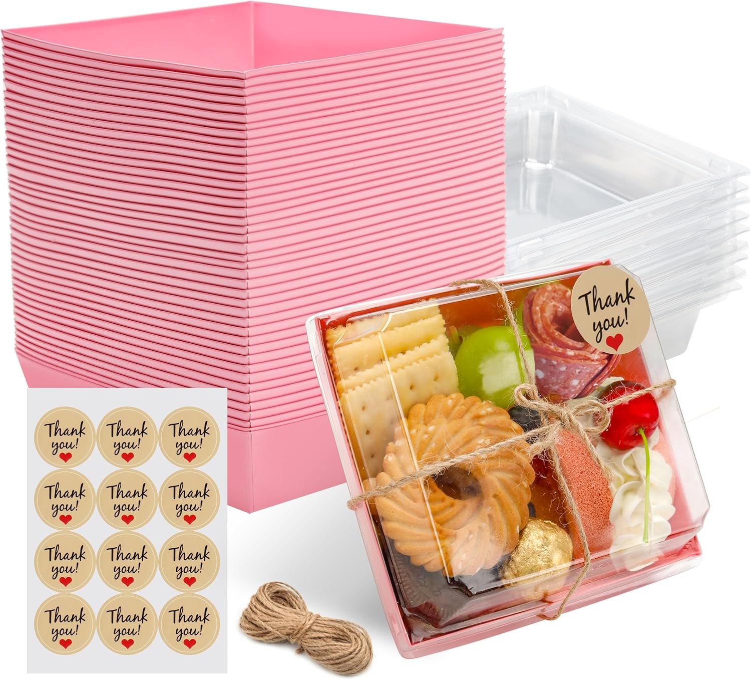 Wholesale Pink Disposable Mini Bakery Boxes with Clear Lids for Treats Desserts Cookies Sandwiches Cakes 5.3x4.9x2.5 Inch 50 Pack Manufacturer Wholesale Pink Disposable Mini Bakery Boxes with Clear Lids for Treats Desserts Cookies Sandwiches Cakes 5.3x4.9x2.5 Inch 50 Pack Manufacturer