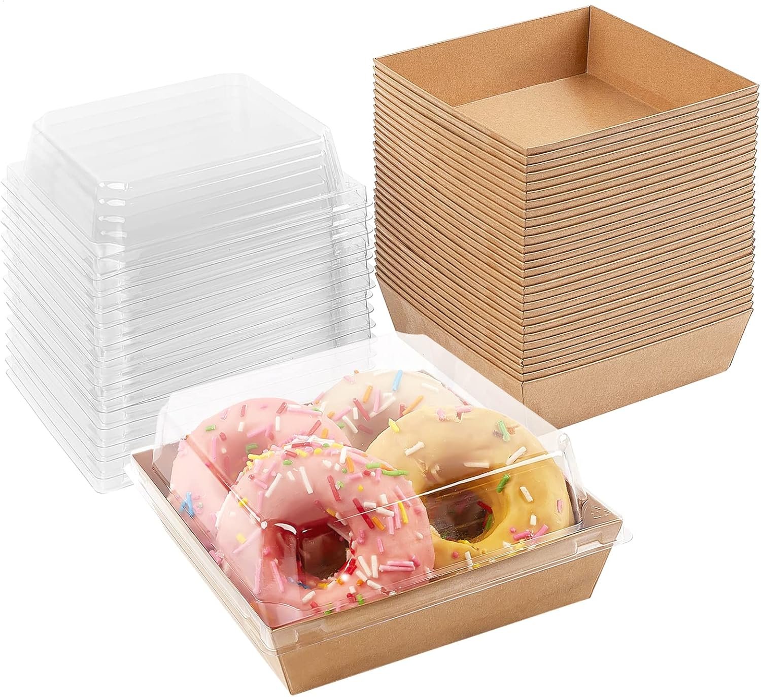 Wholesale Small 5-Inch Charcuterie Boxes with Clear Lids Disposable Paper Food Containers for Bakery Desserts Sandwiches Cookies Pastries Cake Slices Brown 50ct Manufacturer Wholesale Small 5-Inch Charcuterie Boxes with Clear Lids Disposable Paper Food Containers for Bakery Desserts Sandwiches Cookies Pastries Cake Slices Brown 50ct Manufacturer
