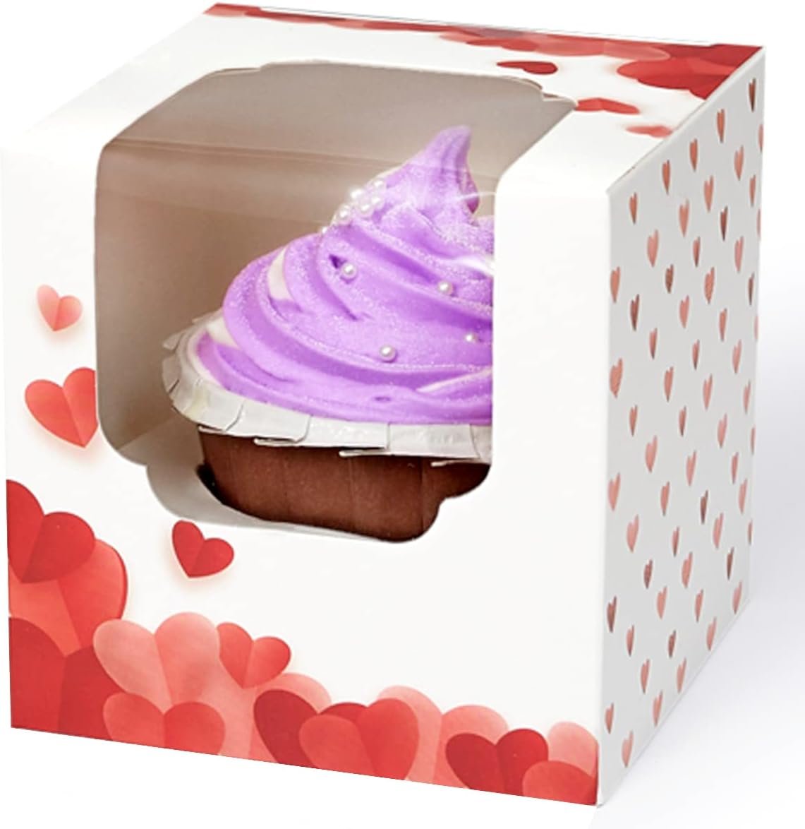 Wholesale Valentine's Day Individual Cupcake Boxes 60 Pack with Window for Single Cupcakes Muffins Chocolate Covered Strawberries Wedding Favors Cocoa Bombs Packaging with Inserts Manufacturer