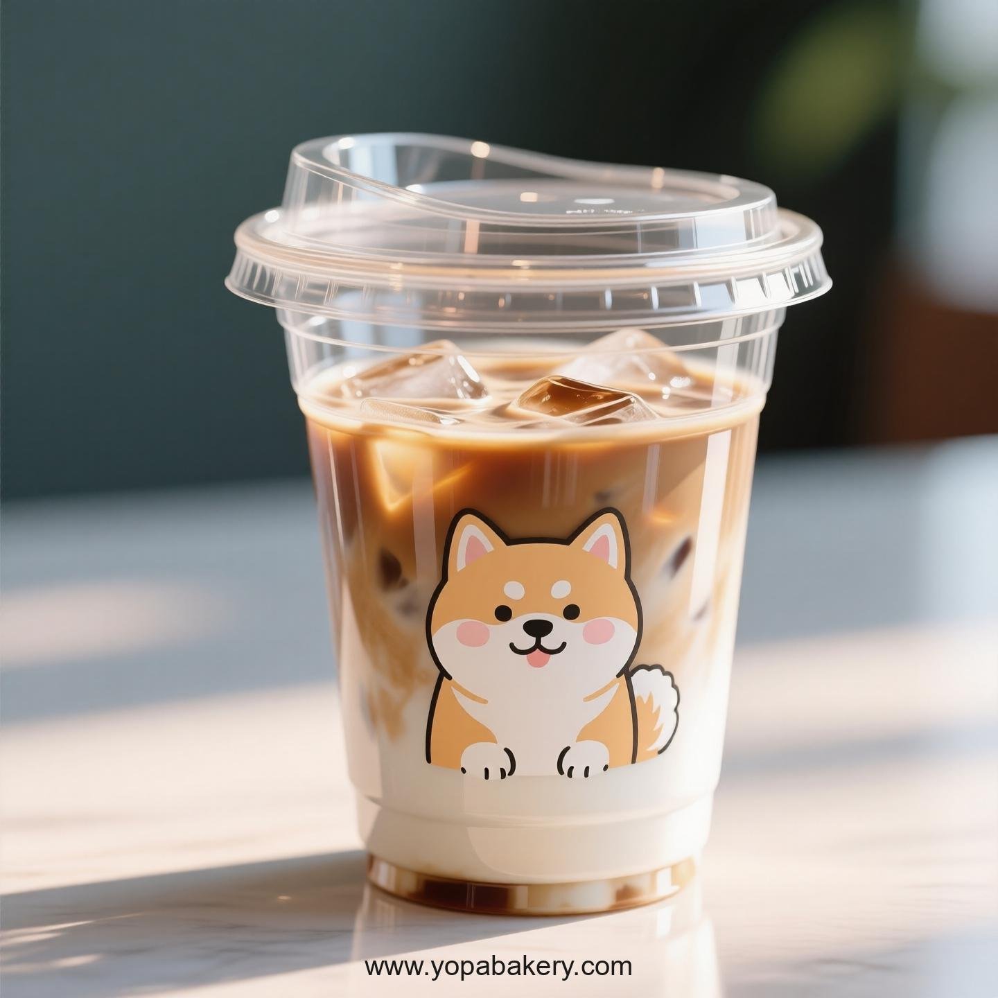 Akita Dog Themed Clear Plastic Cups - Disposable PP & PET Coffee Cups with Lids