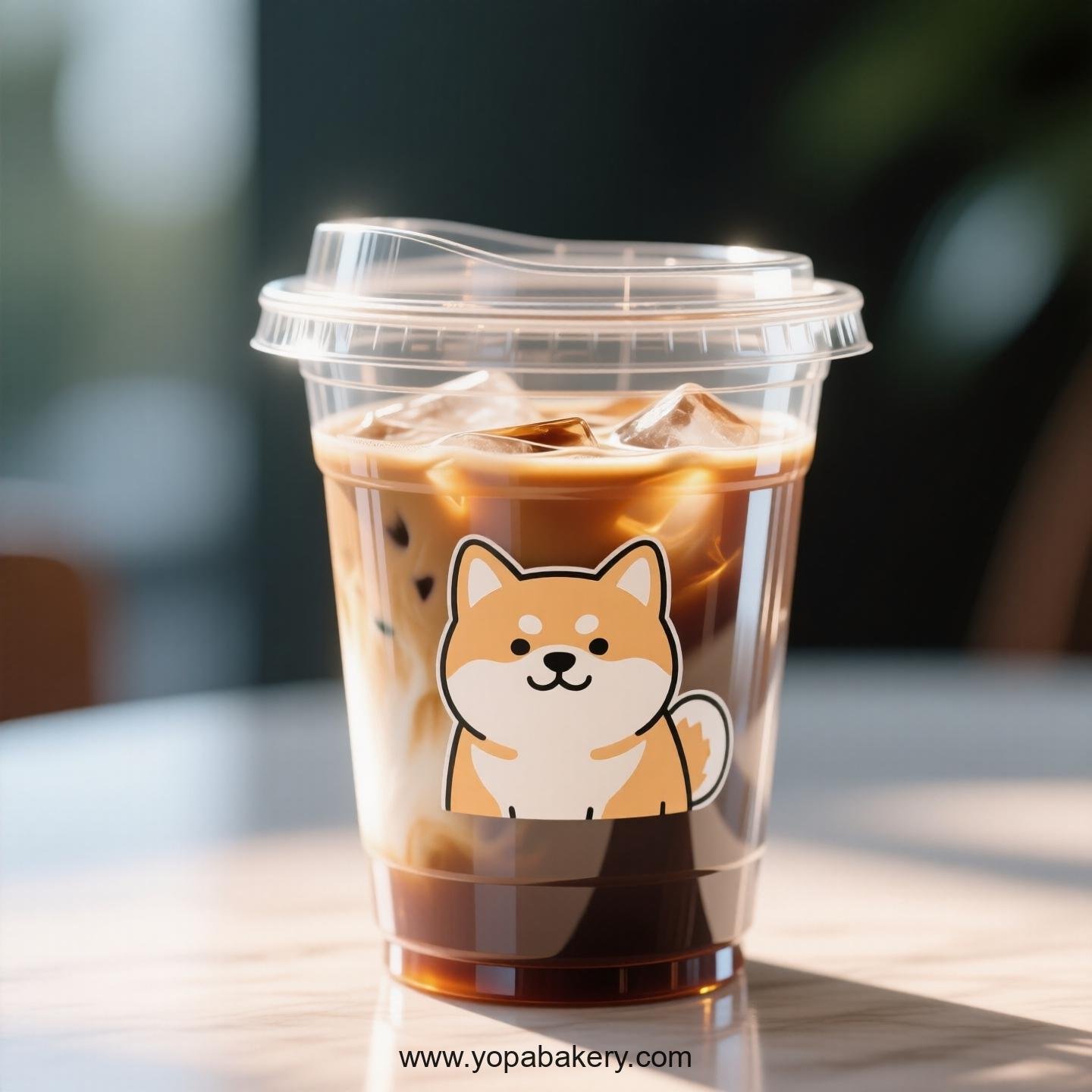Akita Dog Themed Clear Plastic Cups - Disposable PP & PET Coffee Cups with Lids