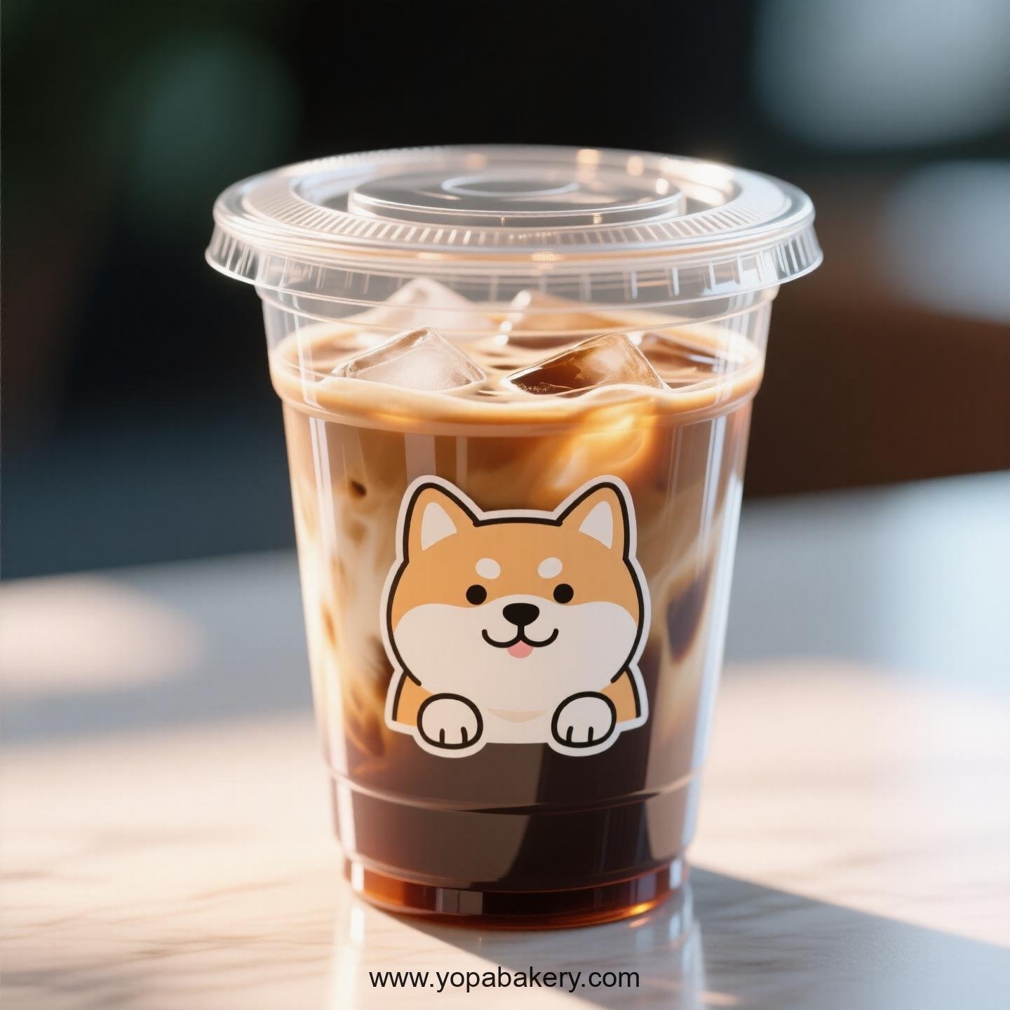 Akita Dog Themed Clear Plastic Cups - Disposable PP & PET Coffee Cups with Lids
