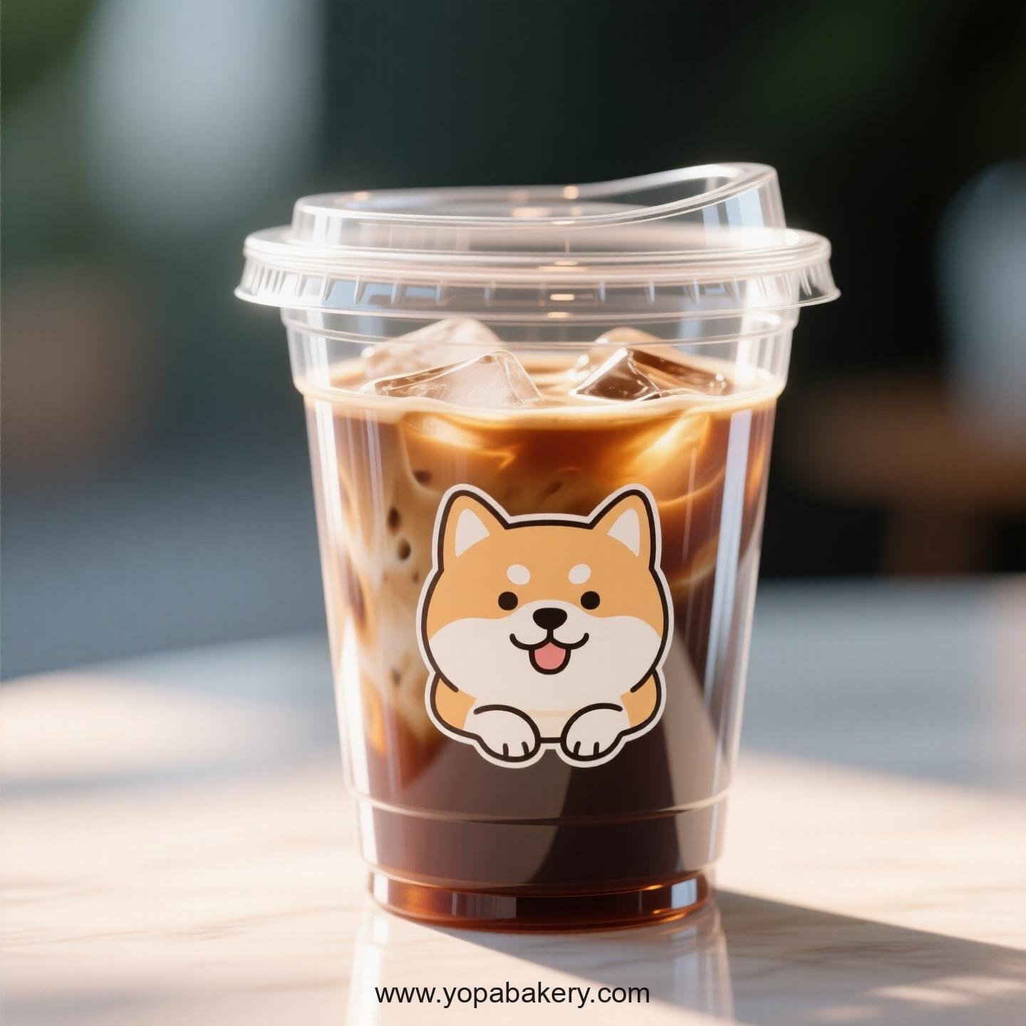 Akita Dog Themed Clear Plastic Cups - Disposable PP & PET Coffee Cups with Lids