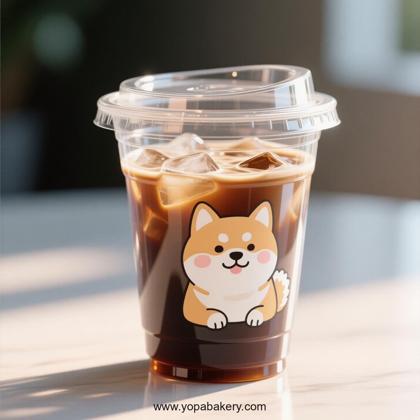 Akita Dog Themed Clear Plastic Cups - Disposable PP & PET Coffee Cups with Lids