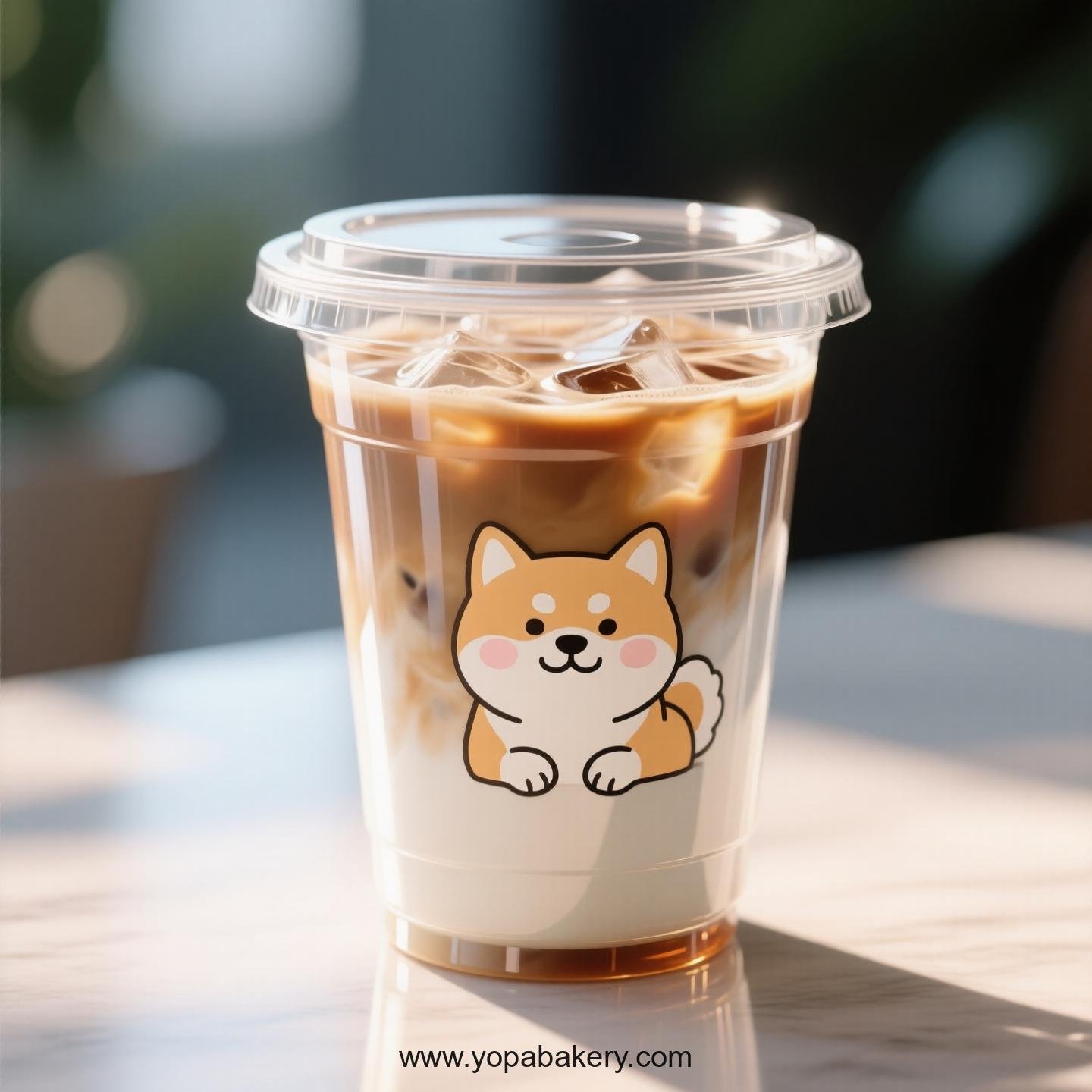 Akita Dog Themed Clear Plastic Cups - Disposable PP & PET Coffee Cups with Lids