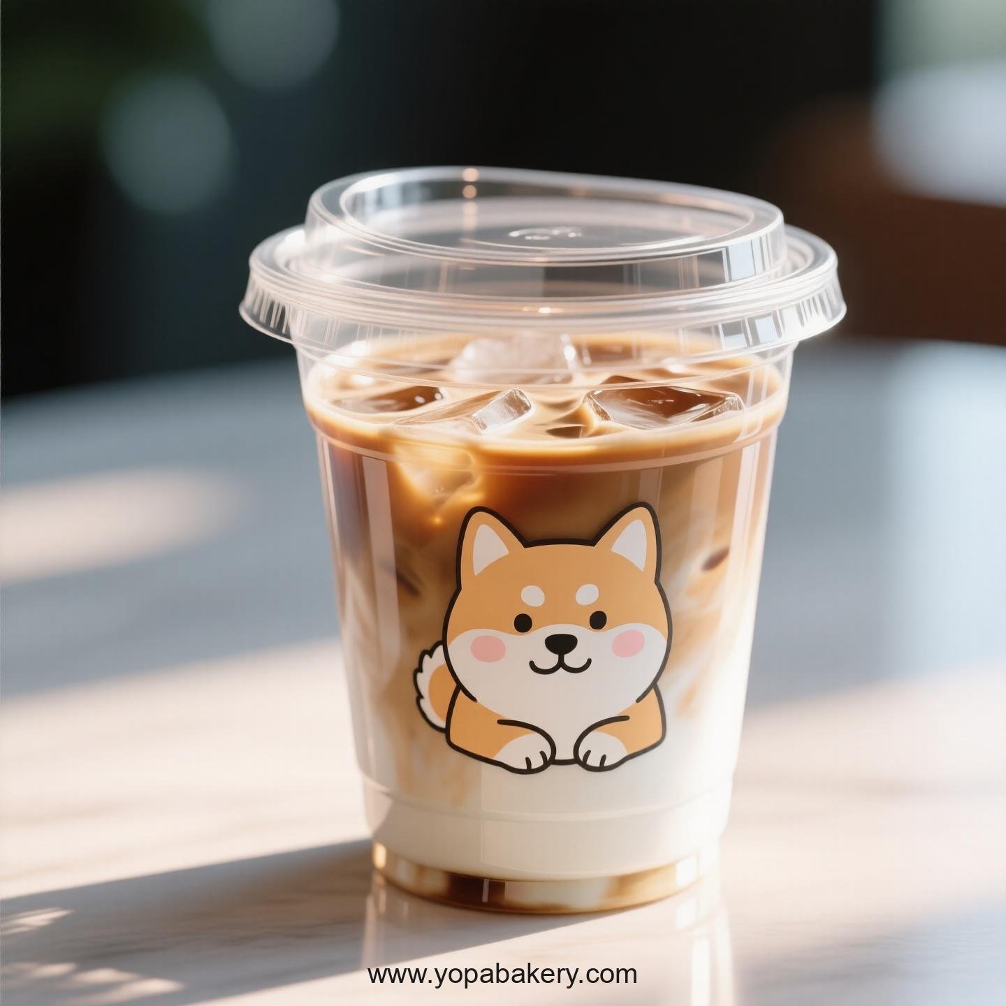 Akita Dog Themed Clear Plastic Cups - Disposable PP & PET Coffee Cups with Lids