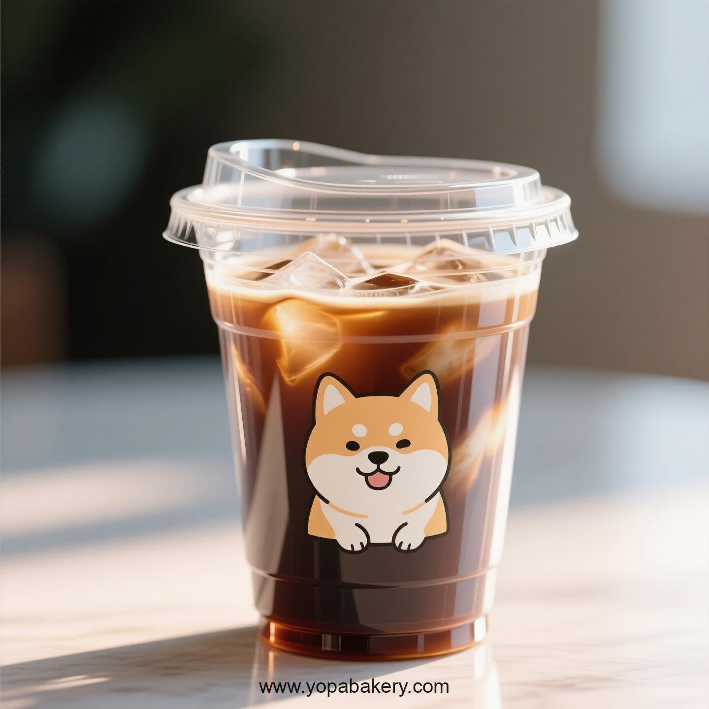 Akita Dog Themed Clear Plastic Cups - Disposable PP & PET Coffee Cups with Lids