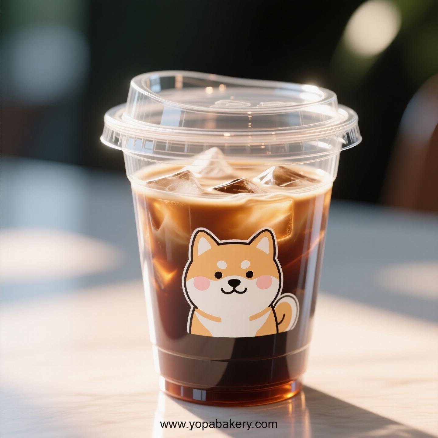 Akita Dog Themed Clear Plastic Cups - Disposable PP & PET Coffee Cups with Lids