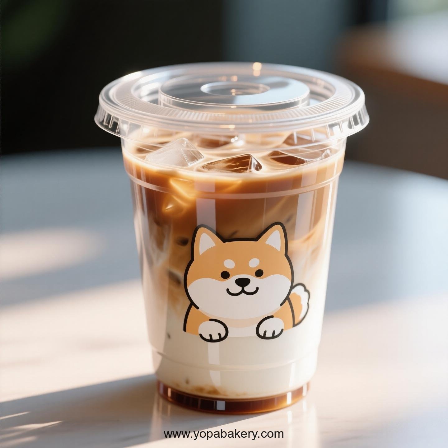 Akita Dog Themed Clear Plastic Cups - Disposable PP & PET Coffee Cups with Lids