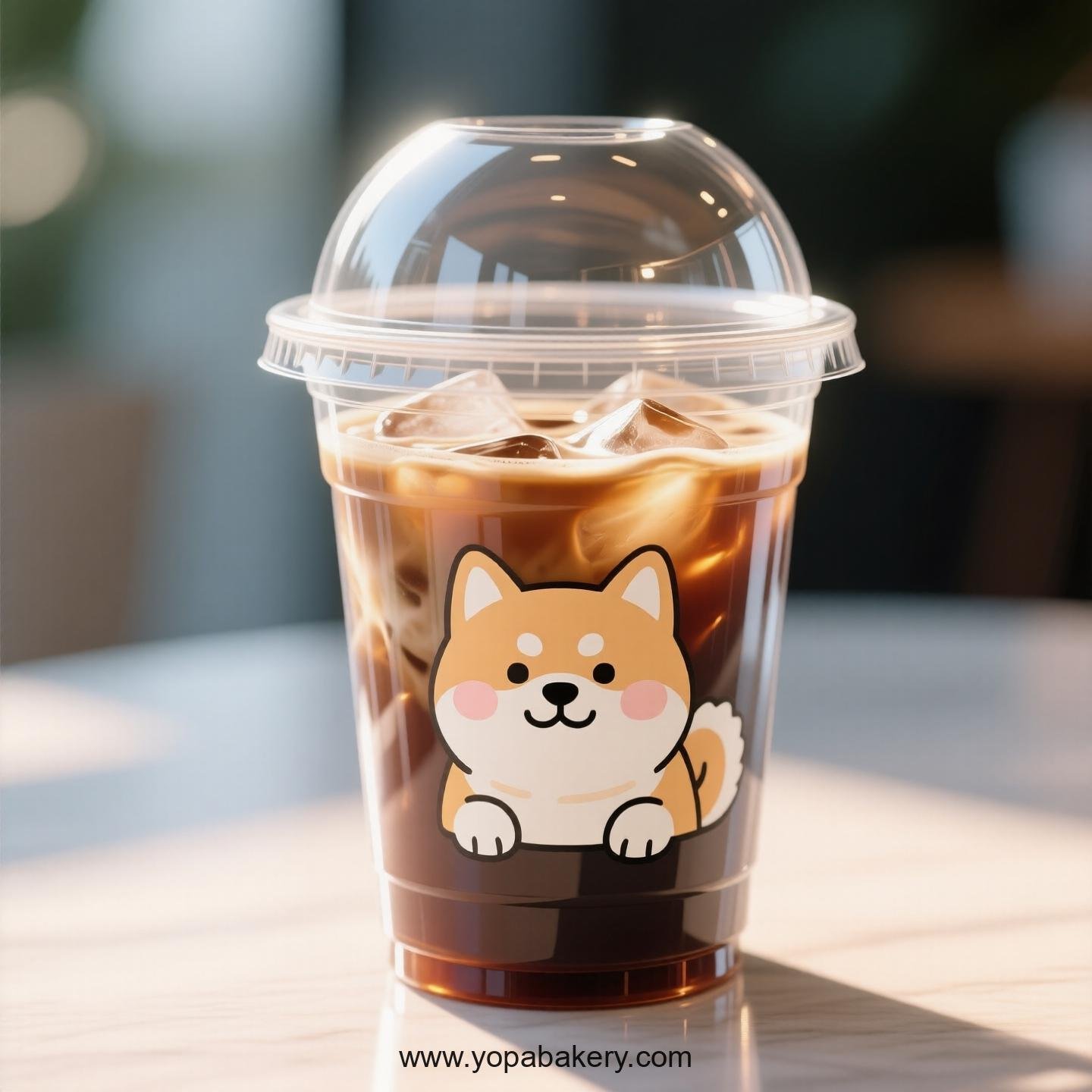 Akita Dog Themed Clear Plastic Cups - Disposable PP & PET Coffee Cups with Lids