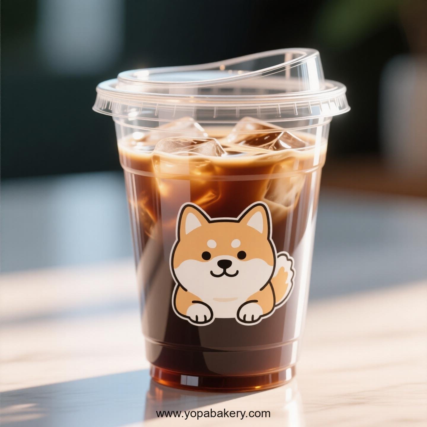 Akita Dog Themed Clear Plastic Cups - Disposable PP & PET Coffee Cups with Lids