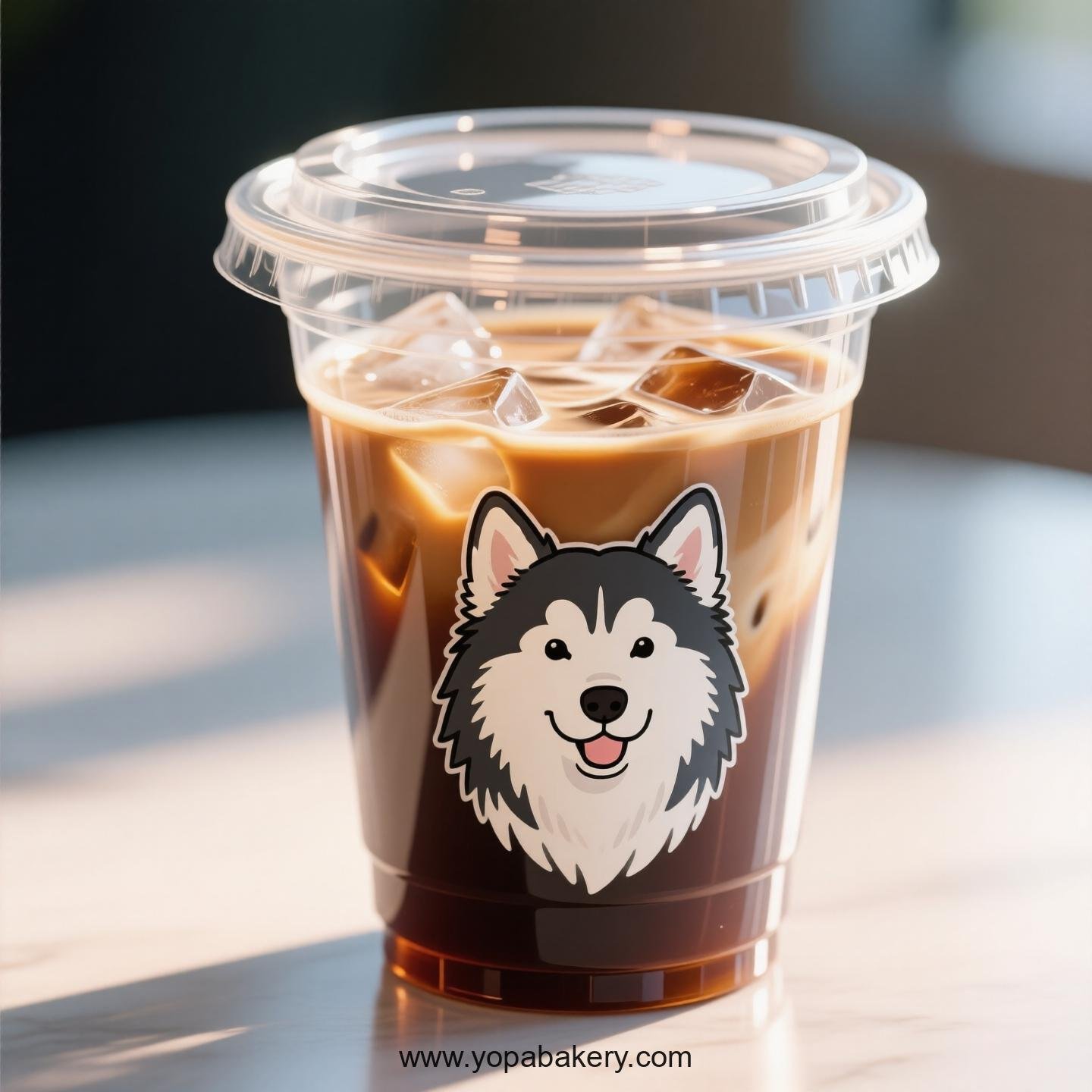 Alaskan Malamute Dog Themed Clear Plastic Cups - Disposable PP & PET Coffee Cups with Lids